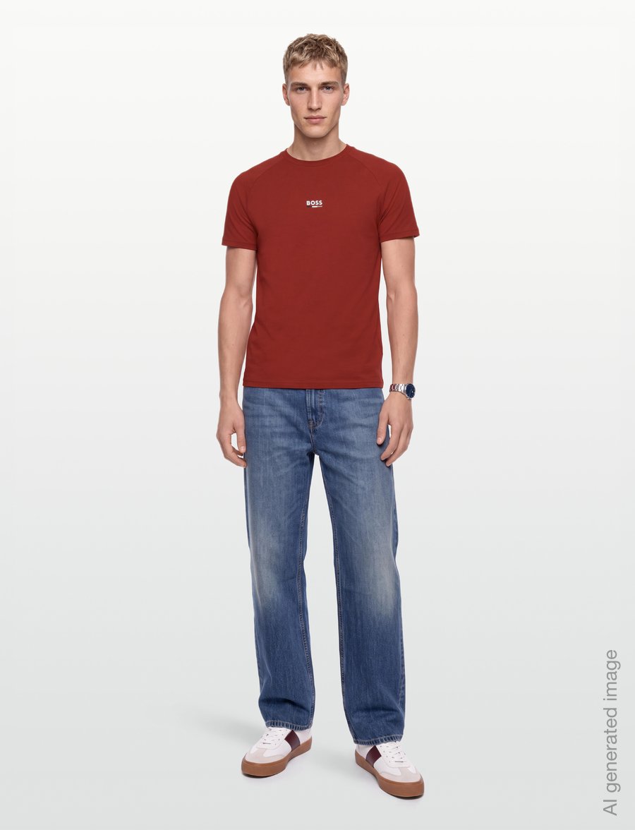 BOSS - T-Shirt RN Slim Fit - lühikeste varrukatega t-särgid - medium red - 0