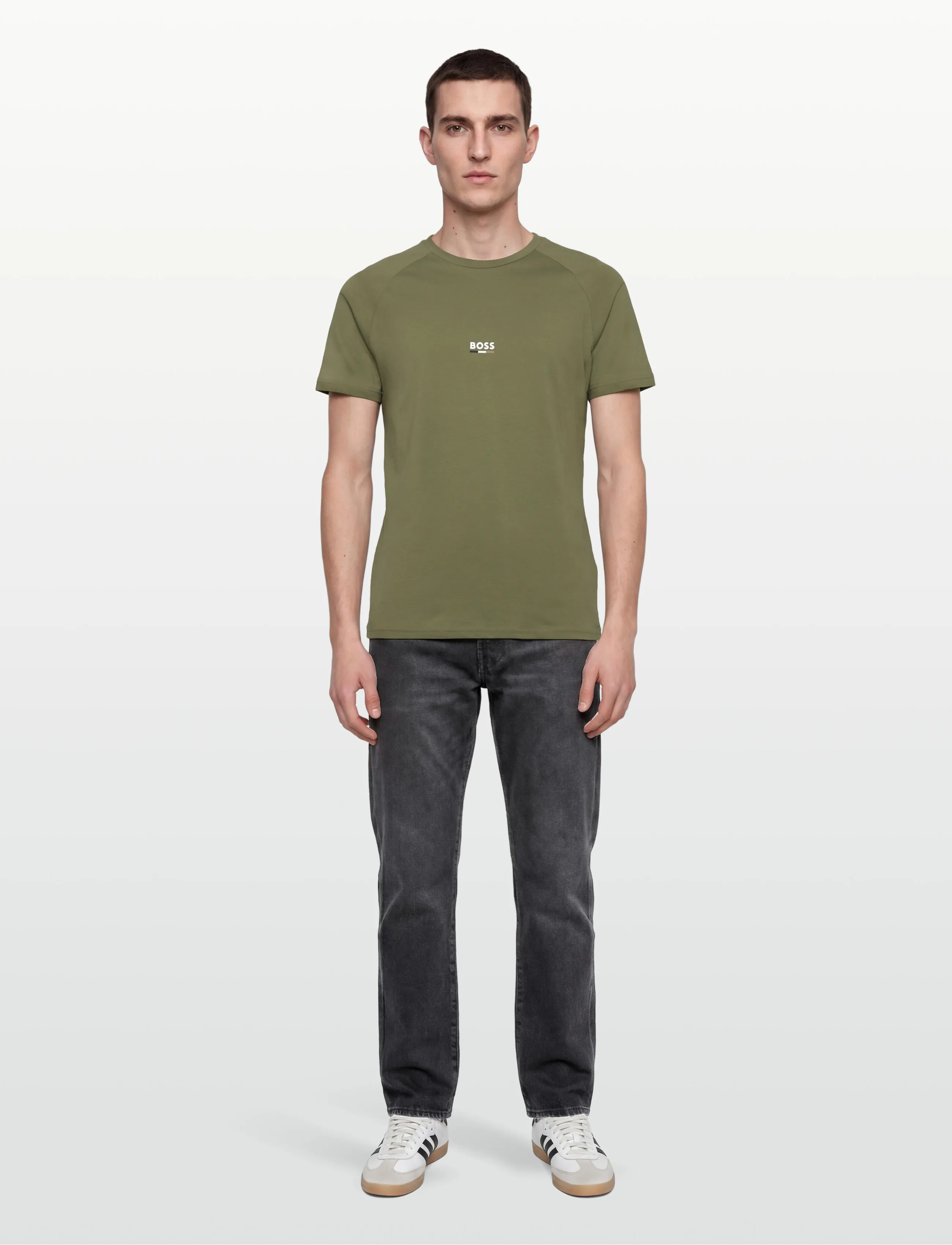 BOSS T-Shirt Rn Slim Fit, XXL, T-shirts, Khakigrün - Short-sleeved, Männerswear