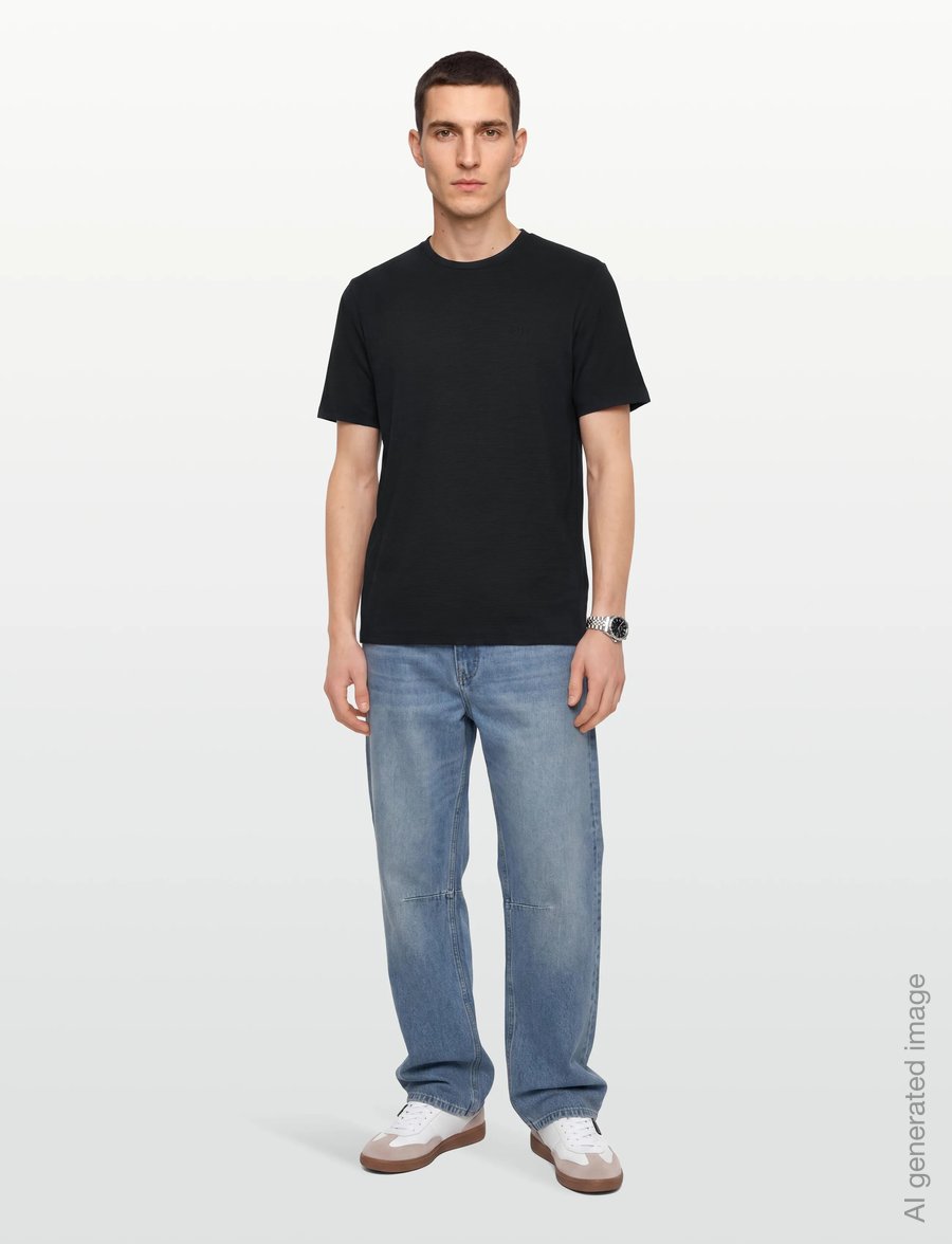 BOSS - Rib T-Shirt - lühikeste varrukatega t-särgid - black - 0