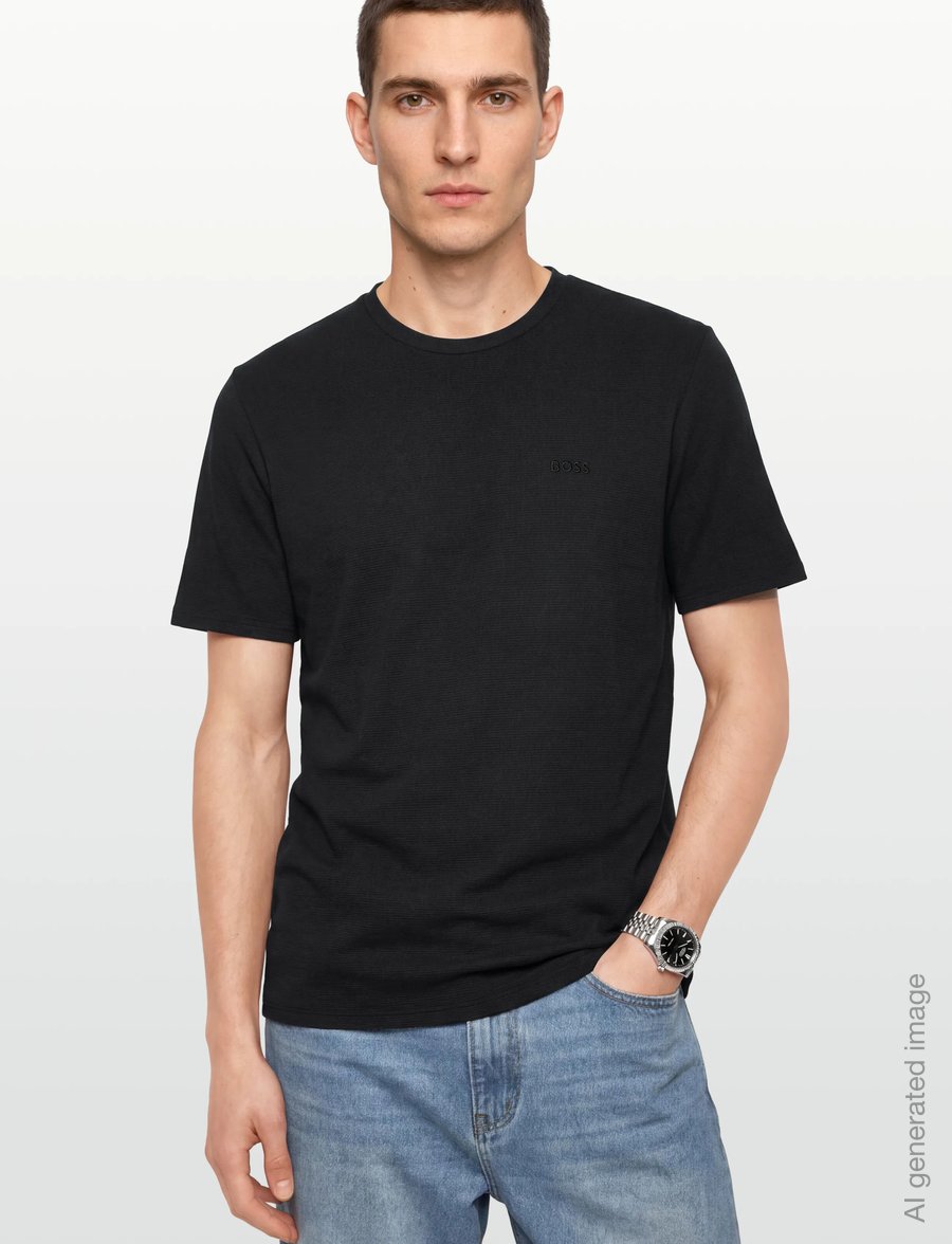 BOSS - Rib T-Shirt - lühikeste varrukatega t-särgid - black - 3