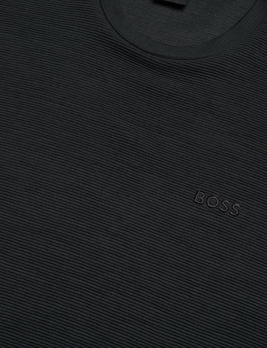 BOSS - Rib T-Shirt - lühikeste varrukatega t-särgid - black - 5