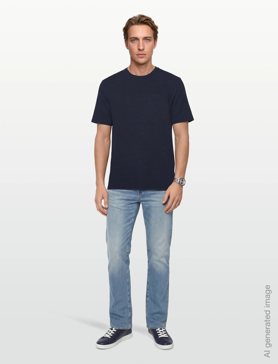 BOSS - Rib T-Shirt - lühikeste varrukatega t-särgid - dark blue - 0