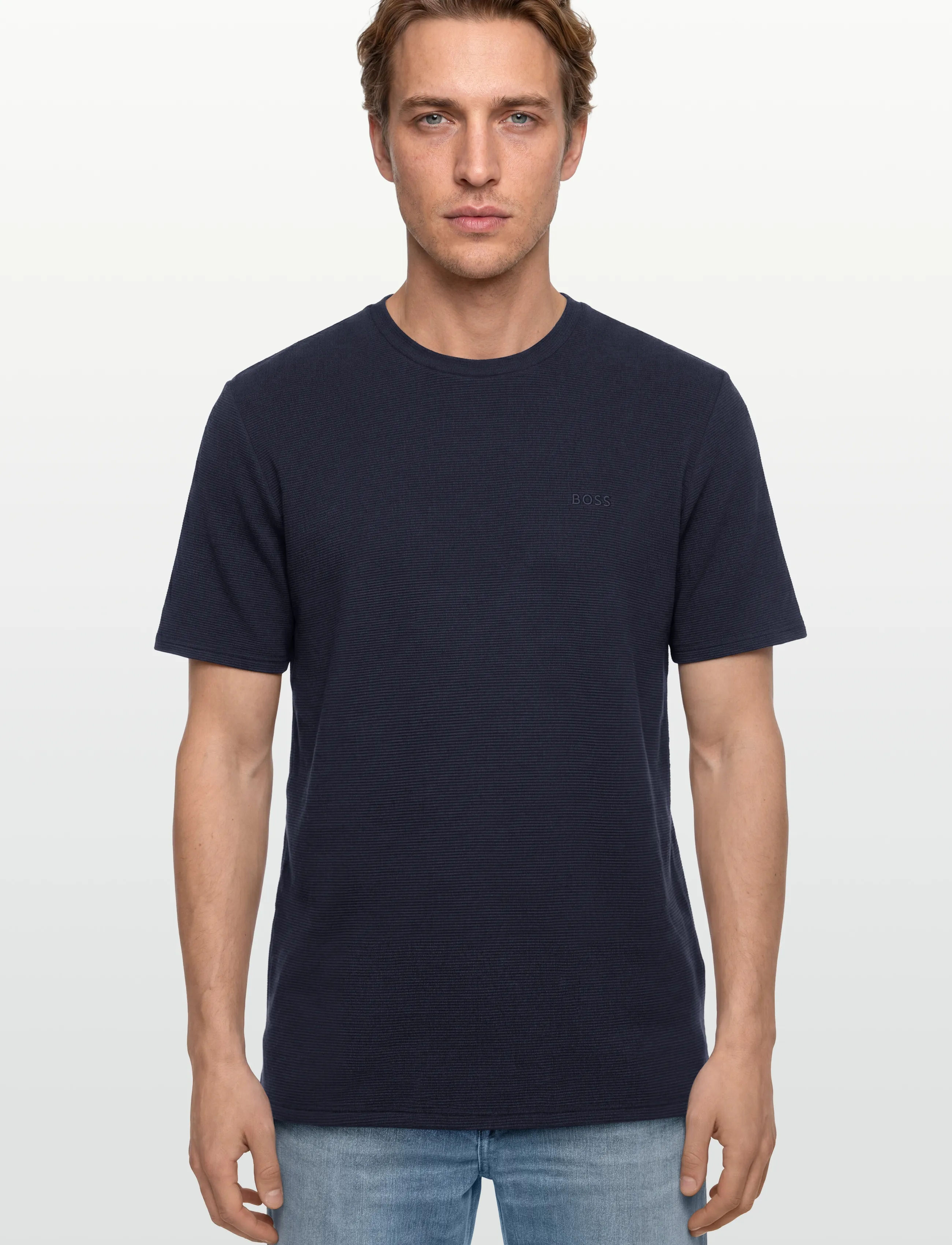 BOSS - Rib T-Shirt - lühikeste varrukatega t-särgid - dark blue - 3