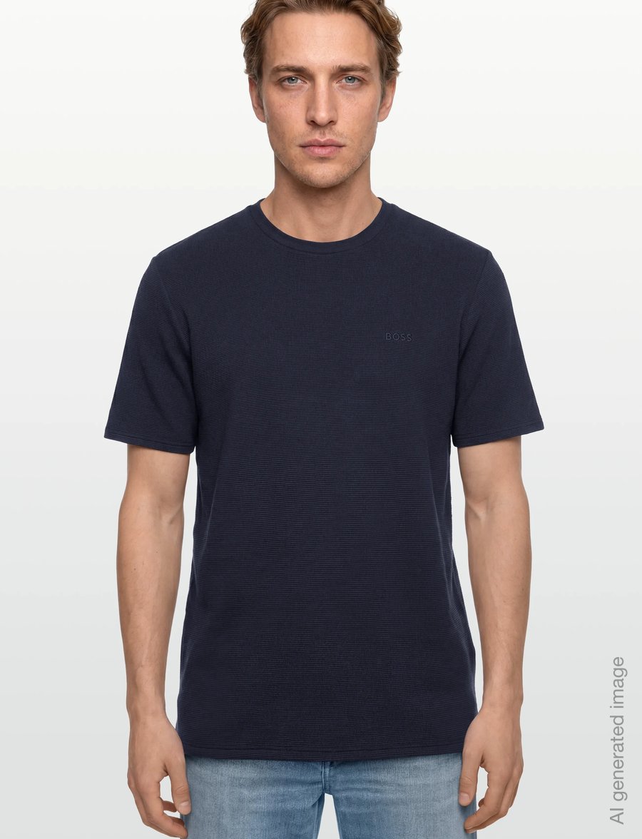 BOSS - Rib T-Shirt - lühikeste varrukatega t-särgid - dark blue - 3