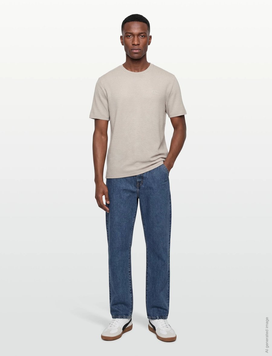 BOSS - Rib T-Shirt - t-shirts à manches courtes - open grey - 0