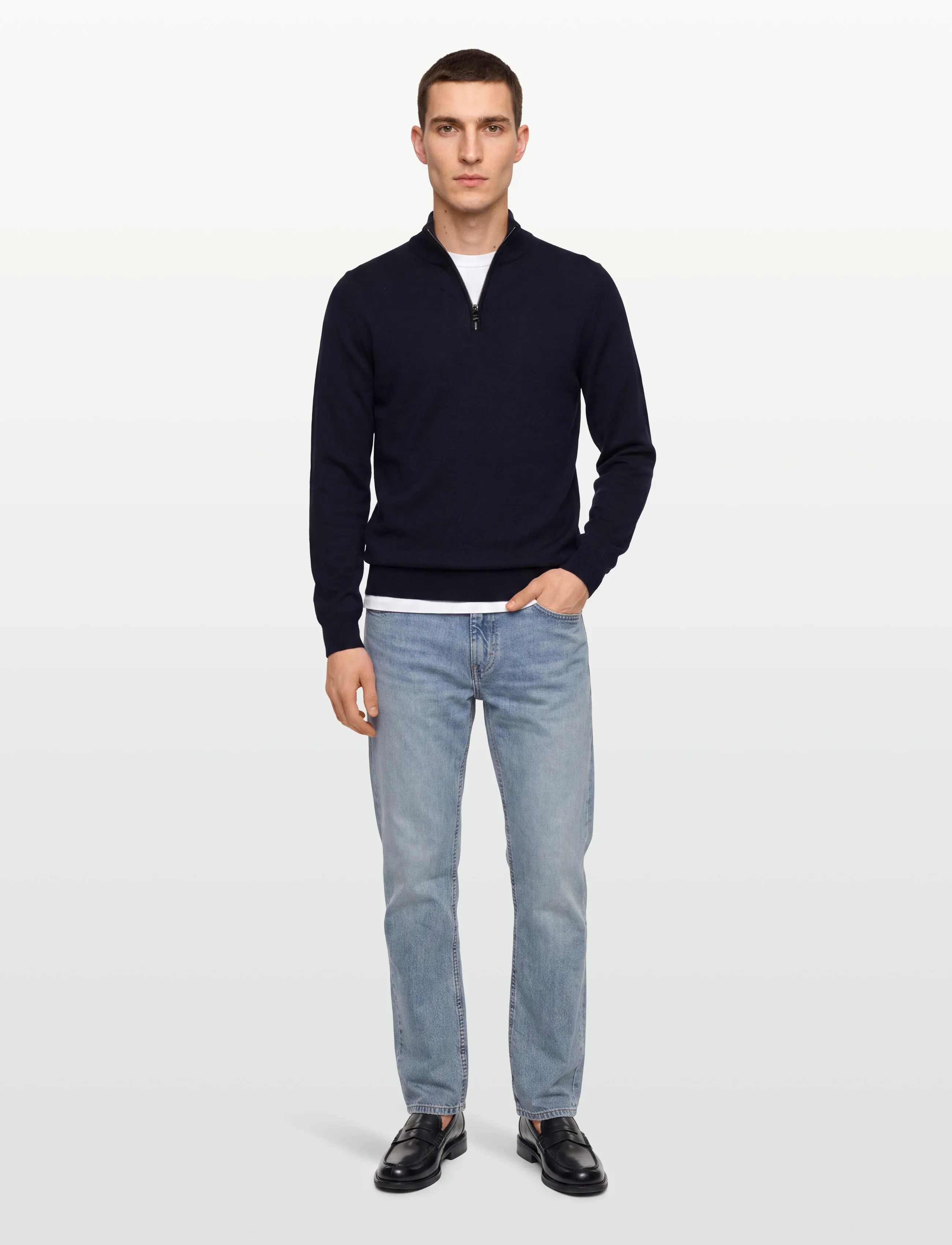 BOSS Ebenji, Mænd, Halv Lynlås Sweater, Navy, Str: XXL