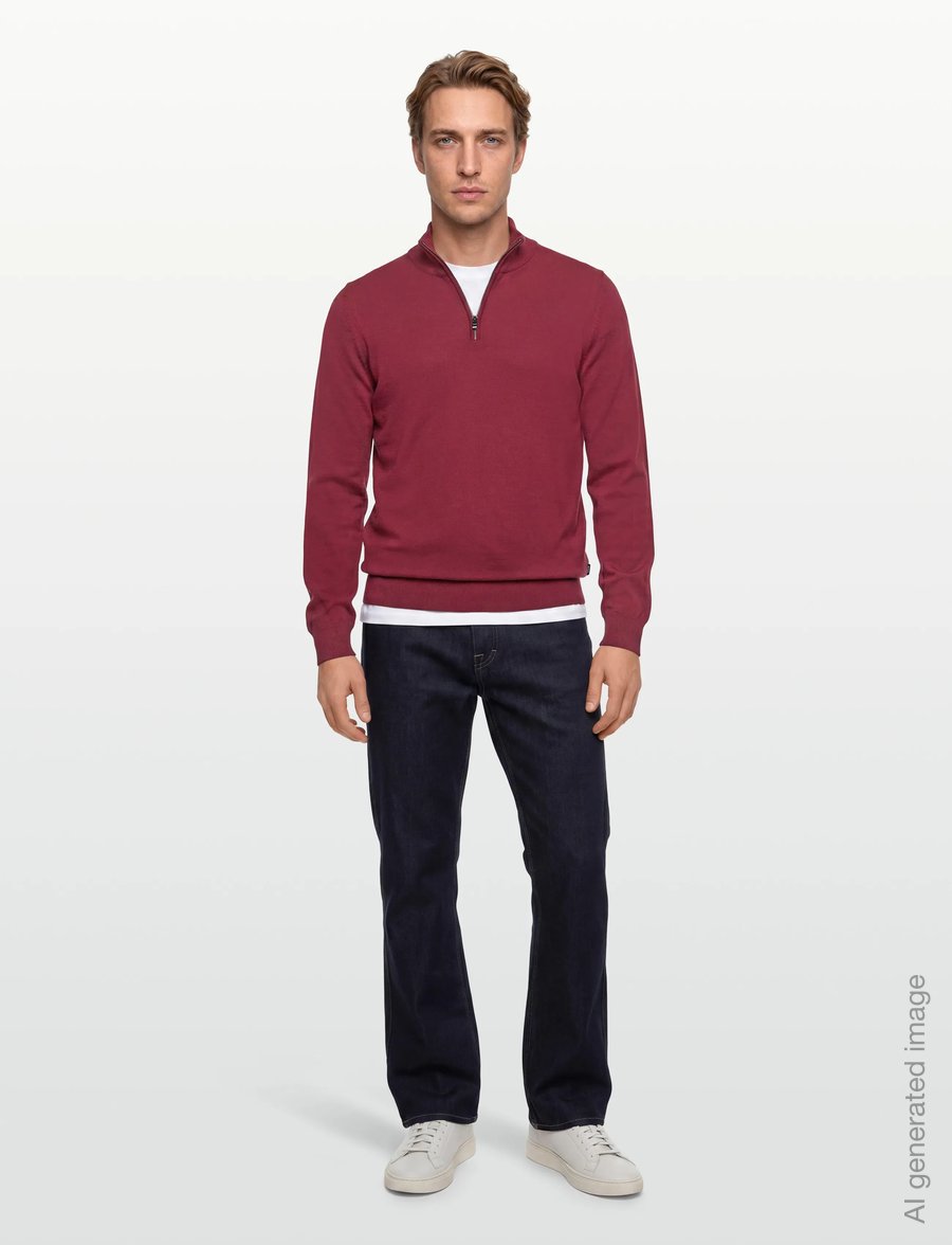 BOSS - Ebenji - halfzip strik - dark red - 0