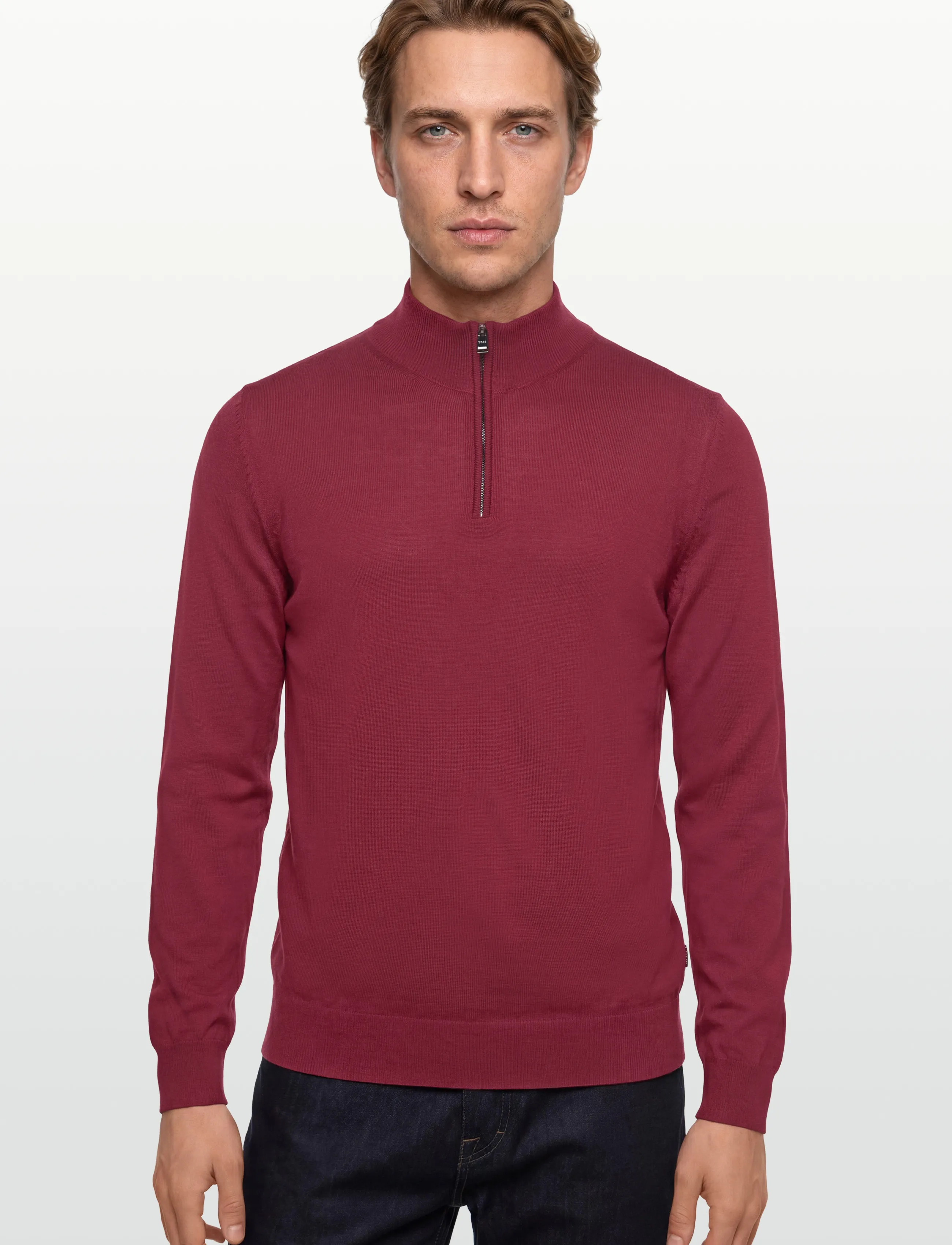 BOSS - Ebenji - pullover mit halbem reißverschluss - dark red - 3