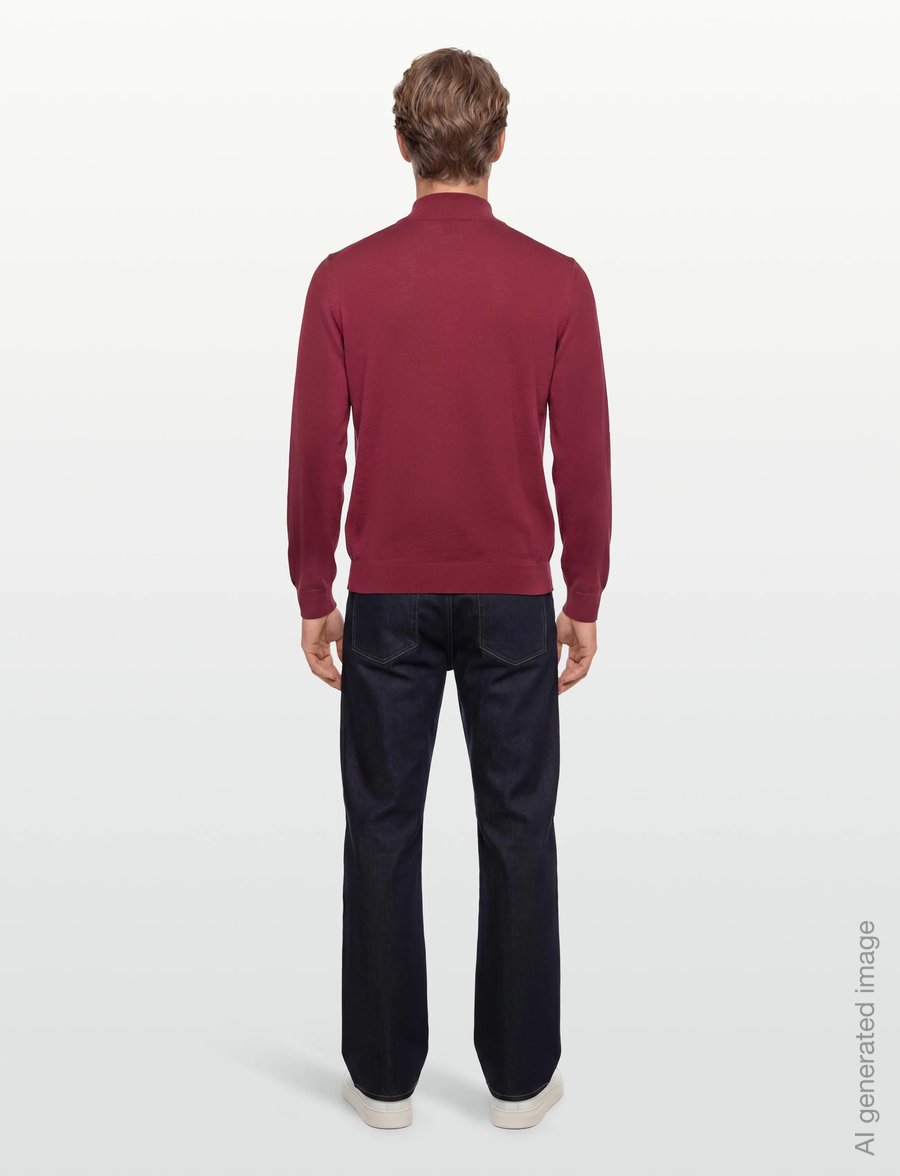 BOSS - Ebenji - halfzip strik - dark red - 4
