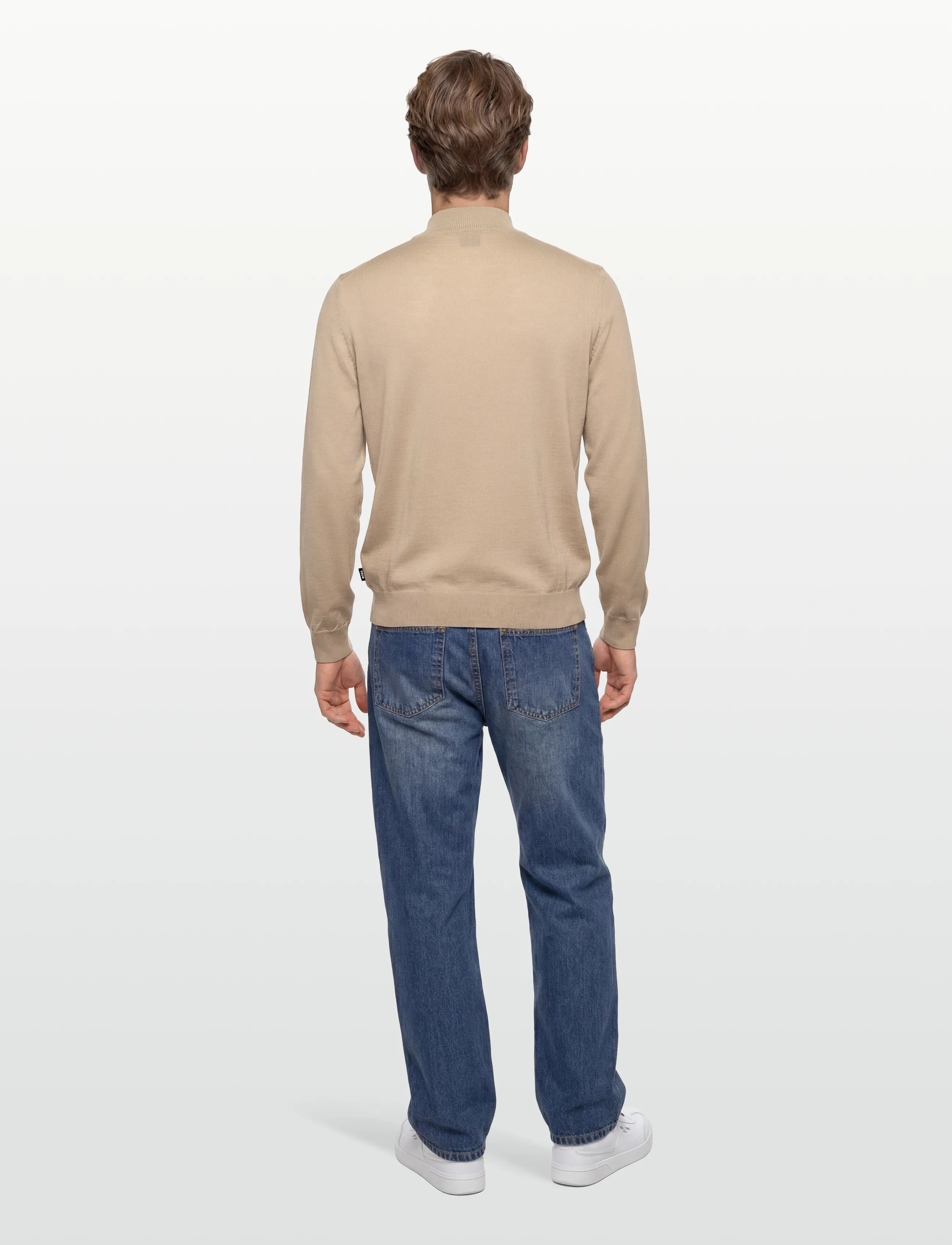 BOSS - Ebenji - pullover mit halbem reißverschluss - light beige - 4