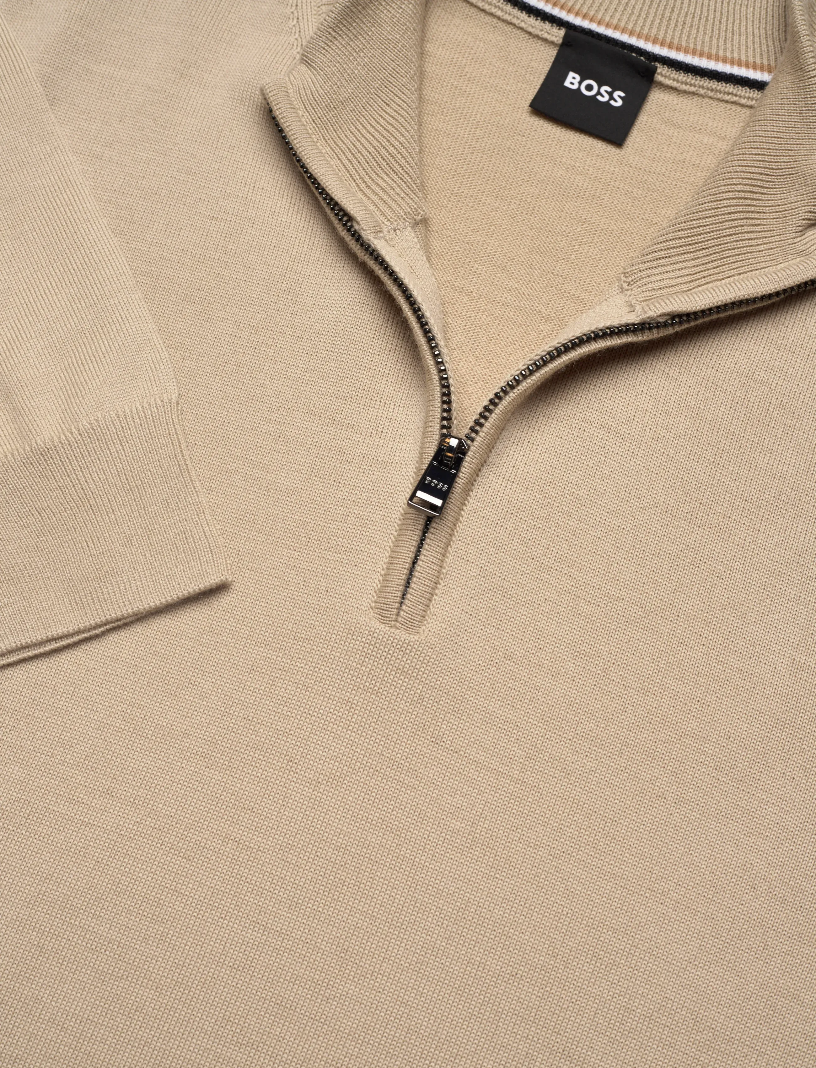 BOSS - Ebenji - pullover mit halbem reißverschluss - light beige - 2