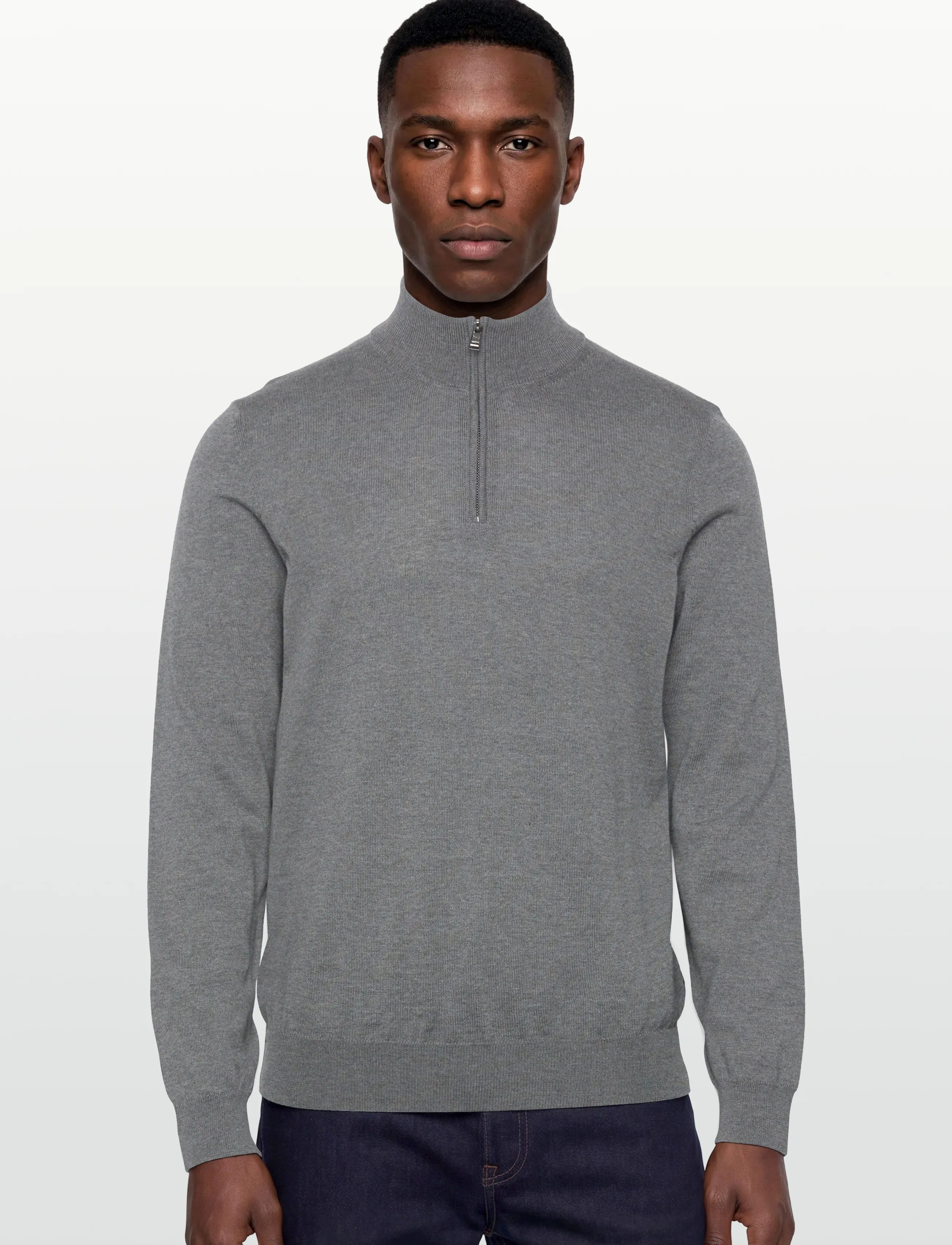 BOSS - Ebenji - pullover mit halbem reißverschluss - medium grey - 3