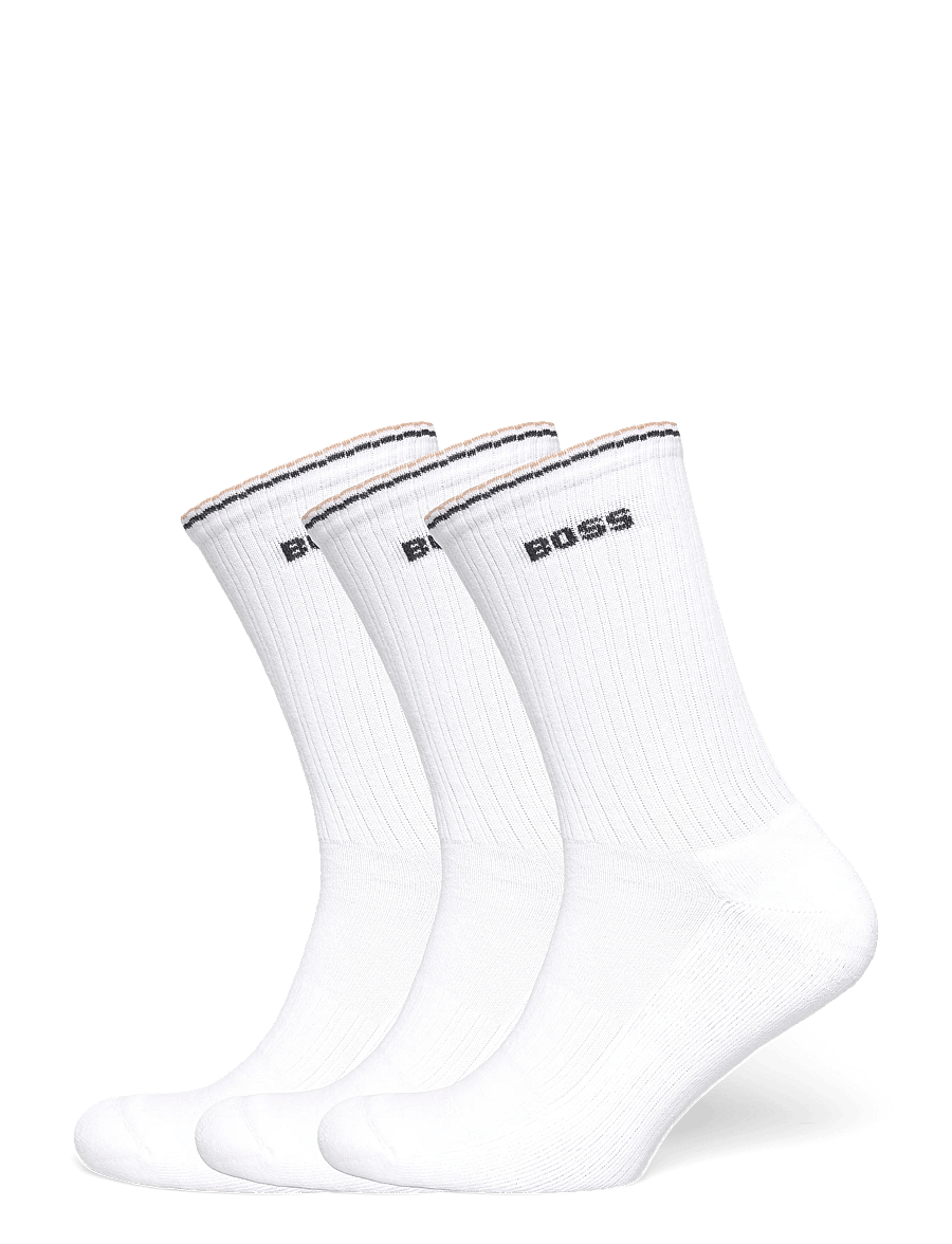 BOSS - 3P QS Rib Stripe CC - crew sokkar - white - 0