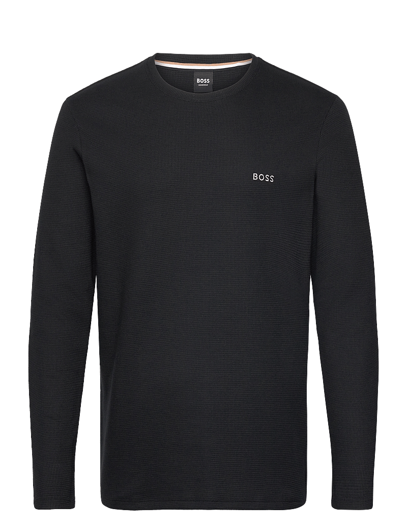 BOSS - Waffle LS-Shirt - langærmede t-shirts - black - 0