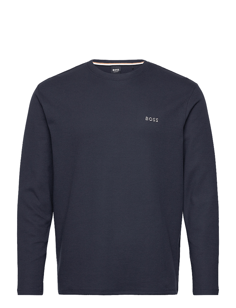 BOSS - Waffle LS-Shirt - pyjamasöverdelar - dark blue - 0