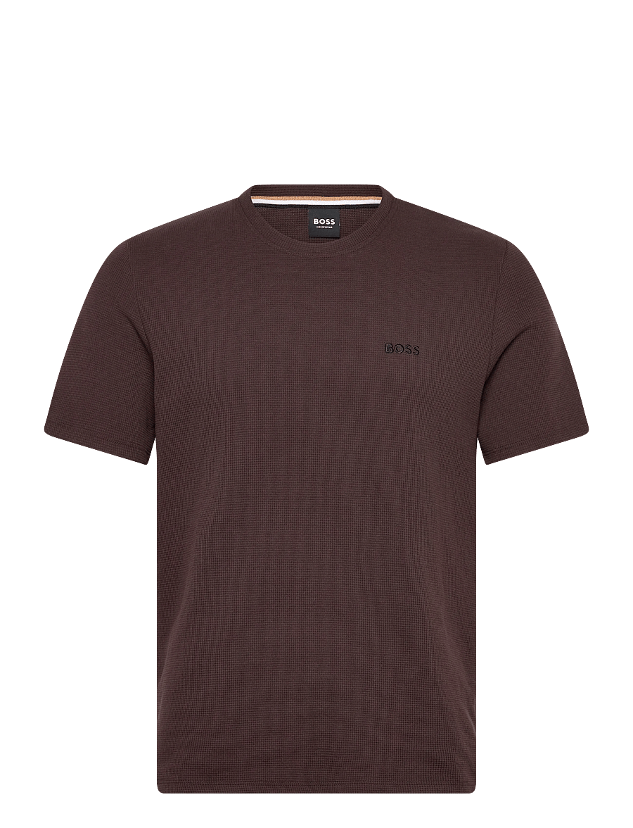 BOSS - Waffle T-Shirt - short-sleeved t-shirts - dark brown - 0