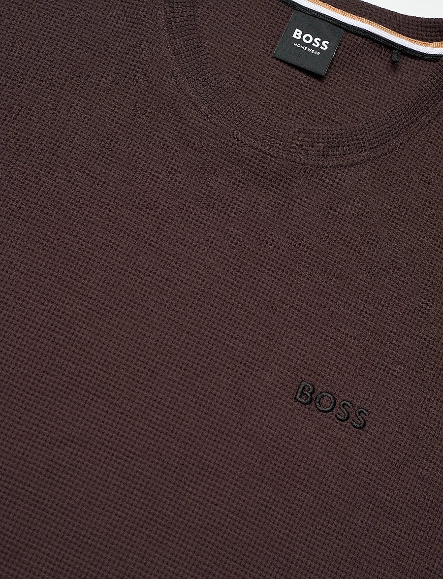 BOSS - Waffle T-Shirt - short-sleeved t-shirts - dark brown - 2