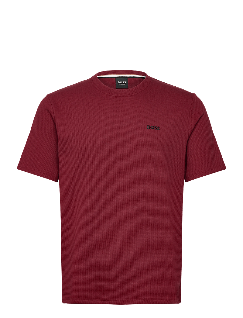 BOSS - Waffle T-Shirt - kortærmede t-shirts - dark red - 0