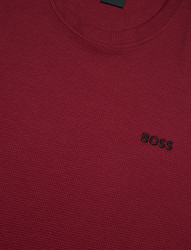 BOSS - Waffle T-Shirt - kortærmede t-shirts - dark red - 2