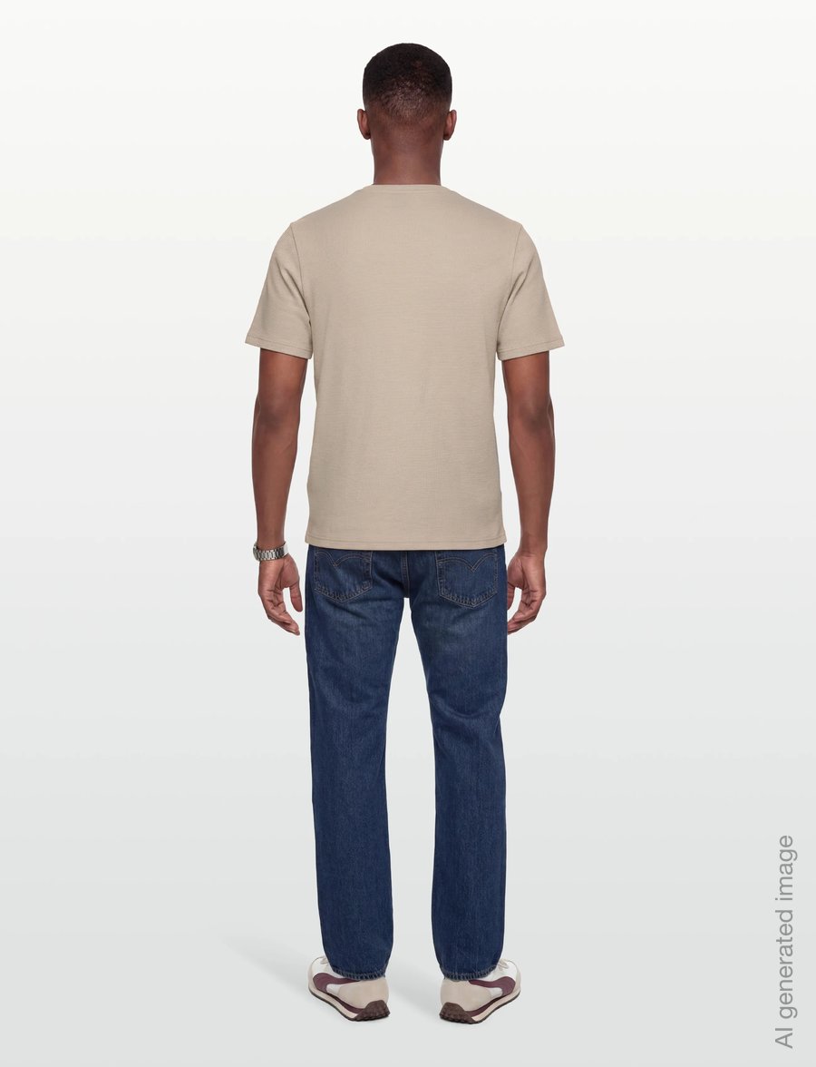 BOSS - Waffle T-Shirt - kurzärmelige t-shirts - light beige - 4