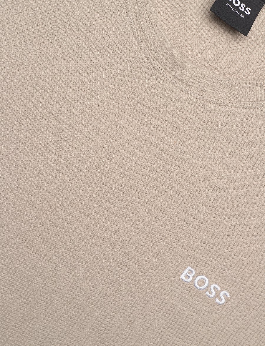 BOSS - Waffle T-Shirt - kurzärmelige t-shirts - light beige - 5
