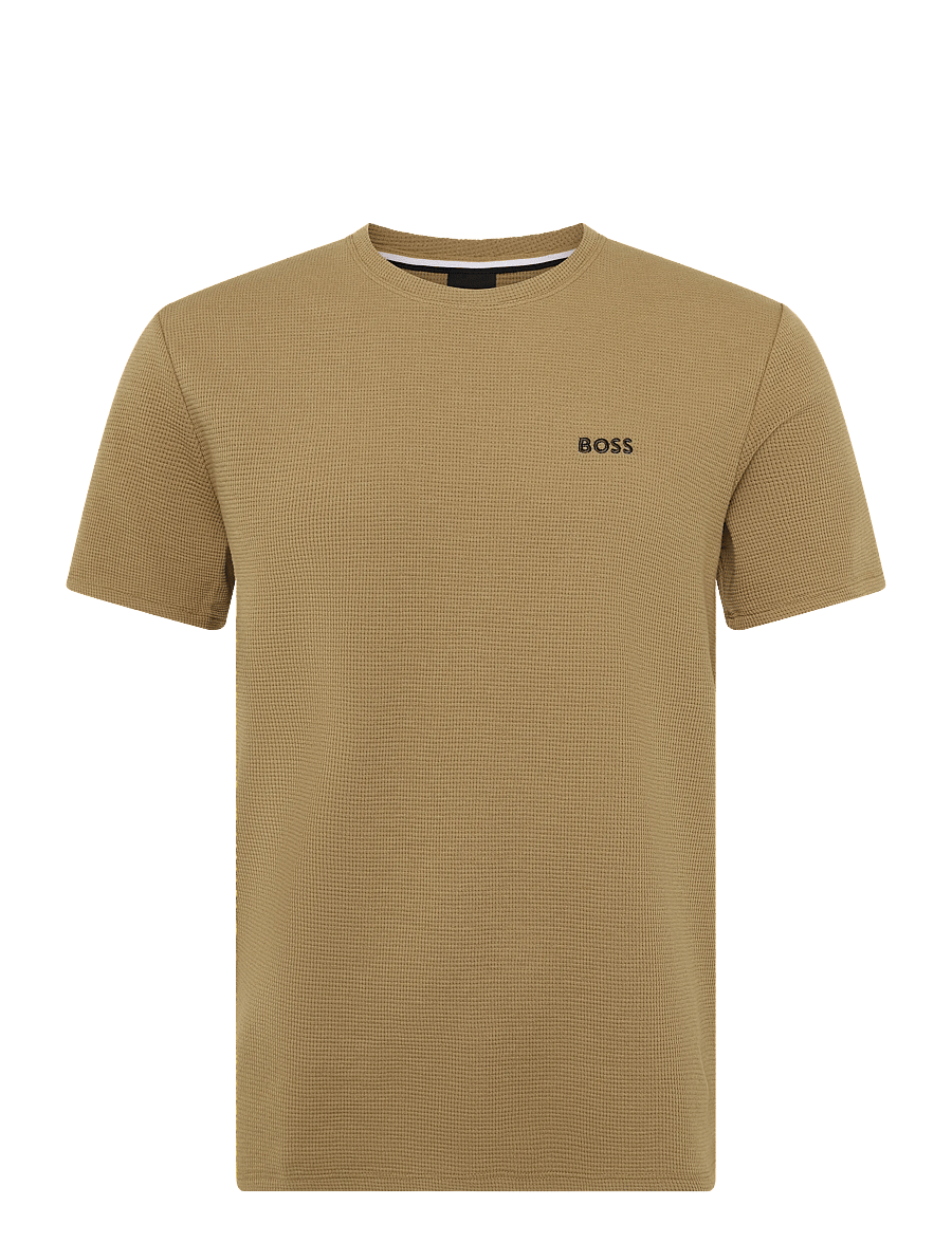 BOSS - Waffle T-Shirt - kurzärmelige t-shirts - medium beige - 0