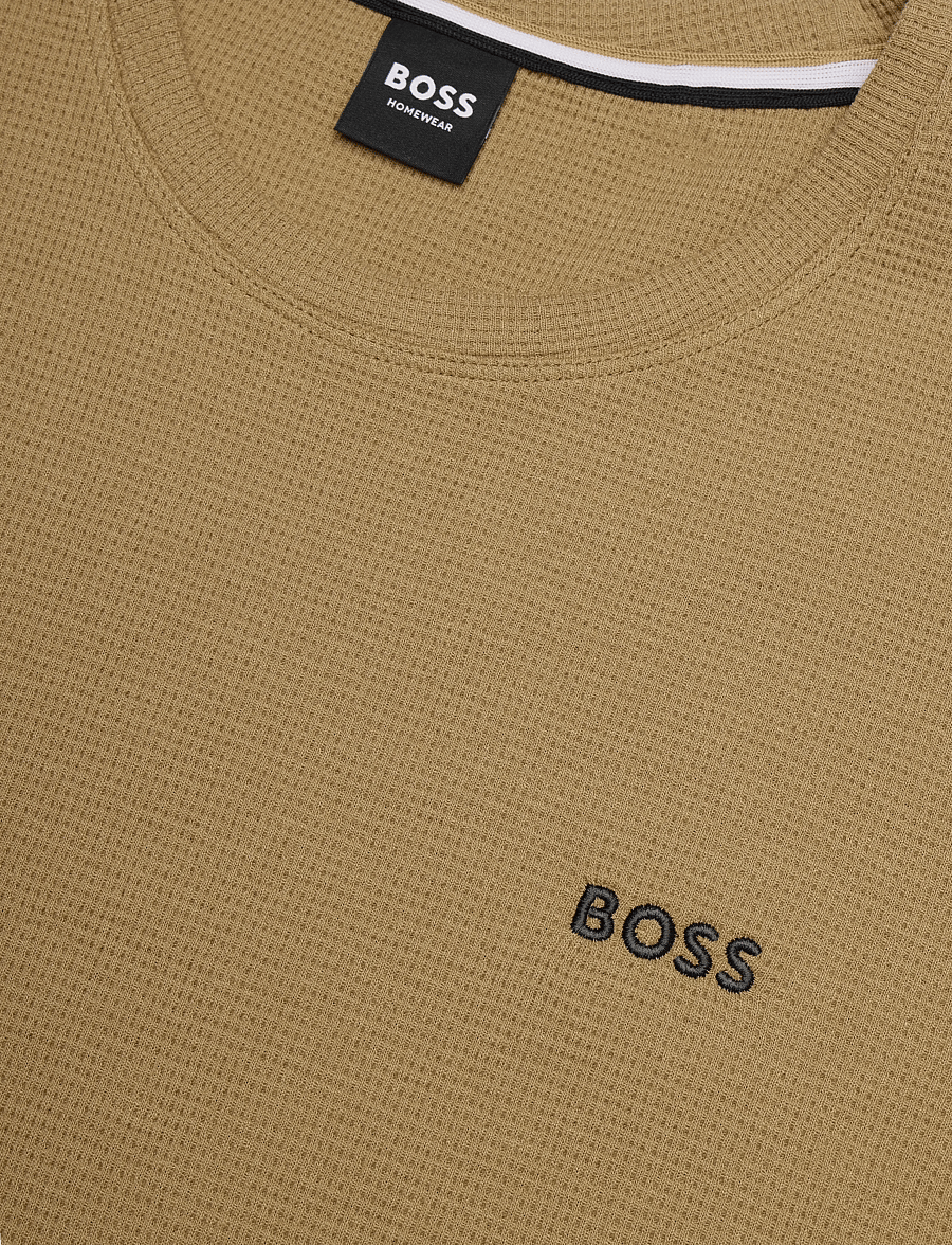 BOSS - Waffle T-Shirt - kurzärmelige t-shirts - medium beige - 2