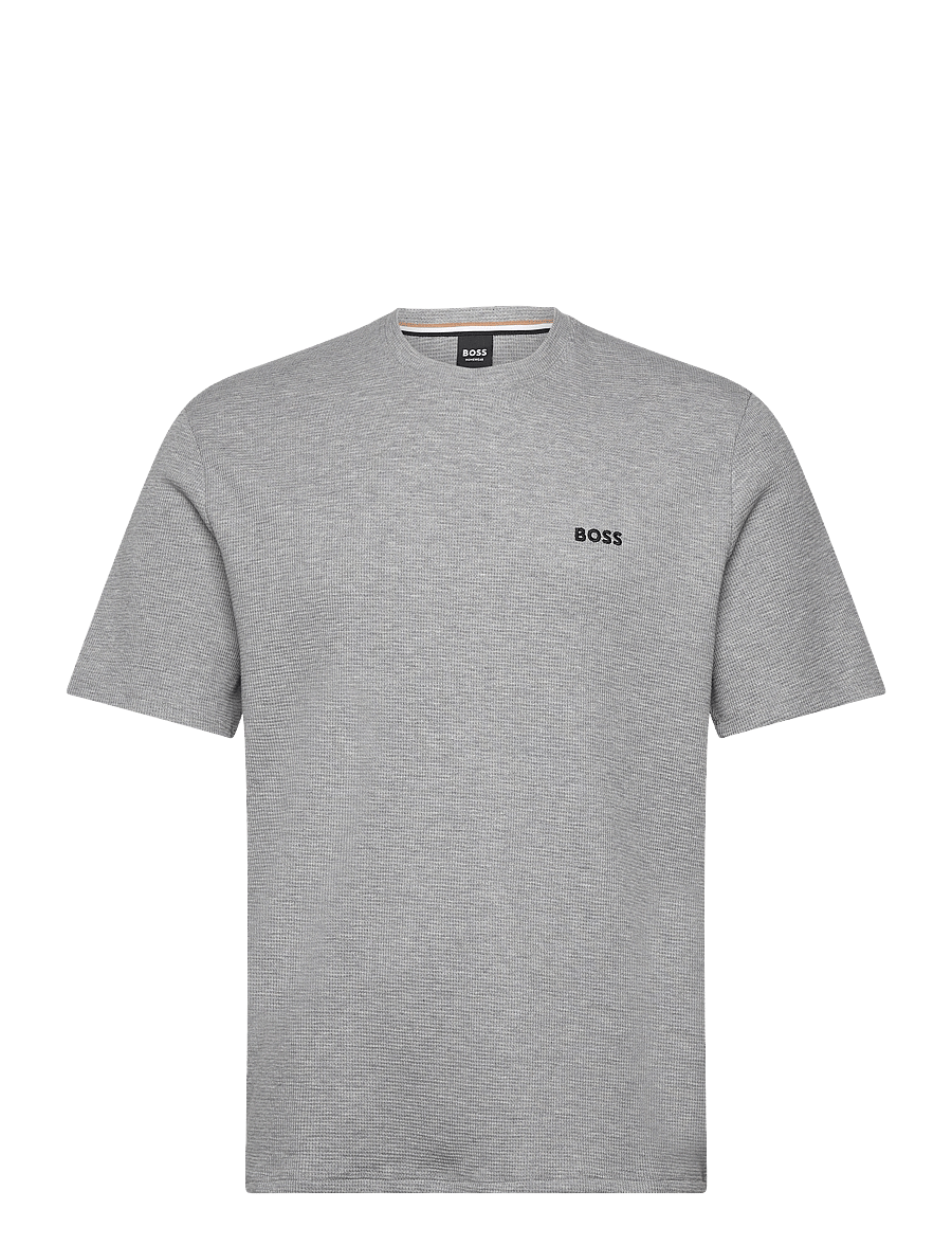 BOSS - Waffle T-Shirt - kurzärmelige t-shirts - medium grey - 1