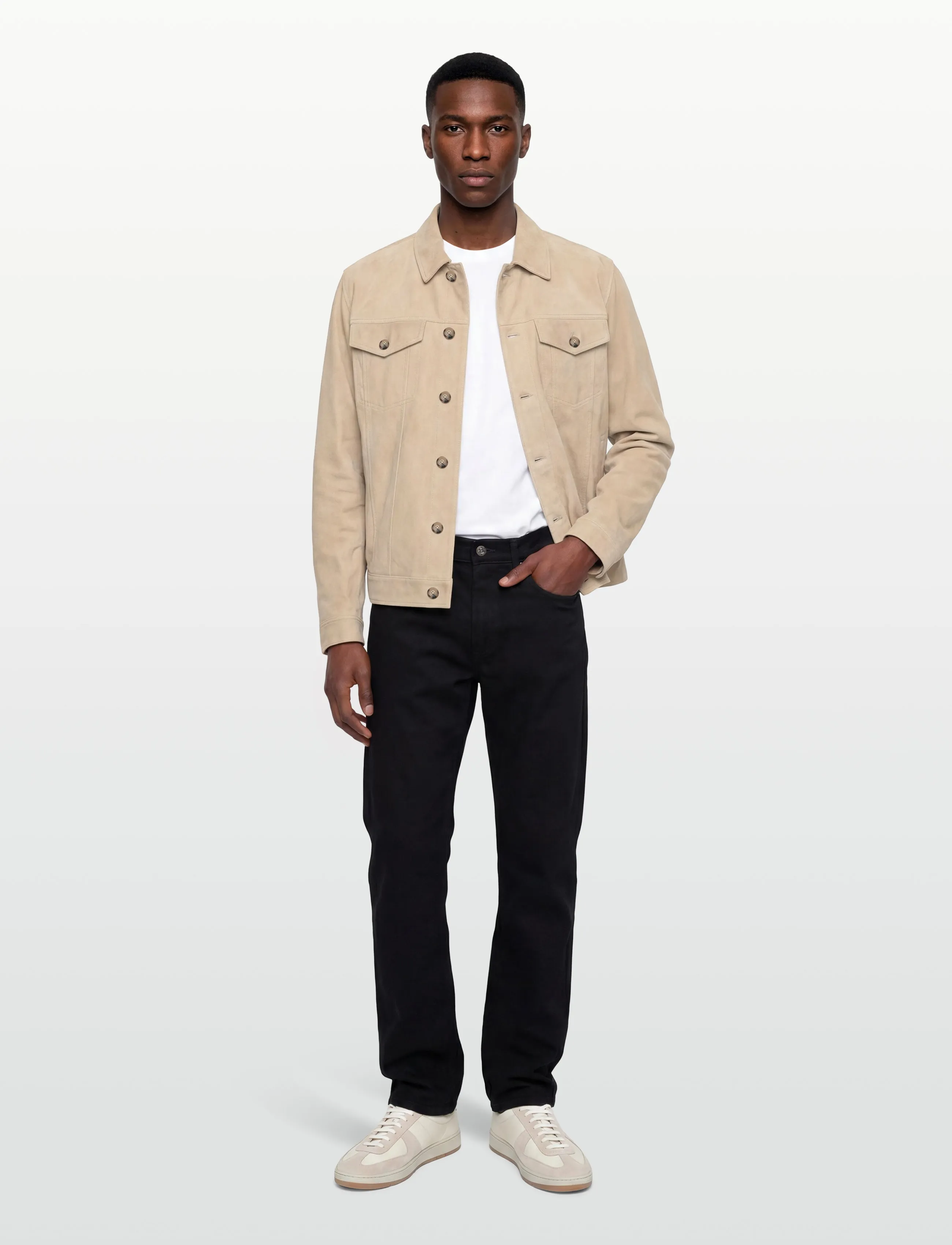 BOSS C-Merak1, Mænd, Ruskind Trucker Jakke, Beige, Str: 48