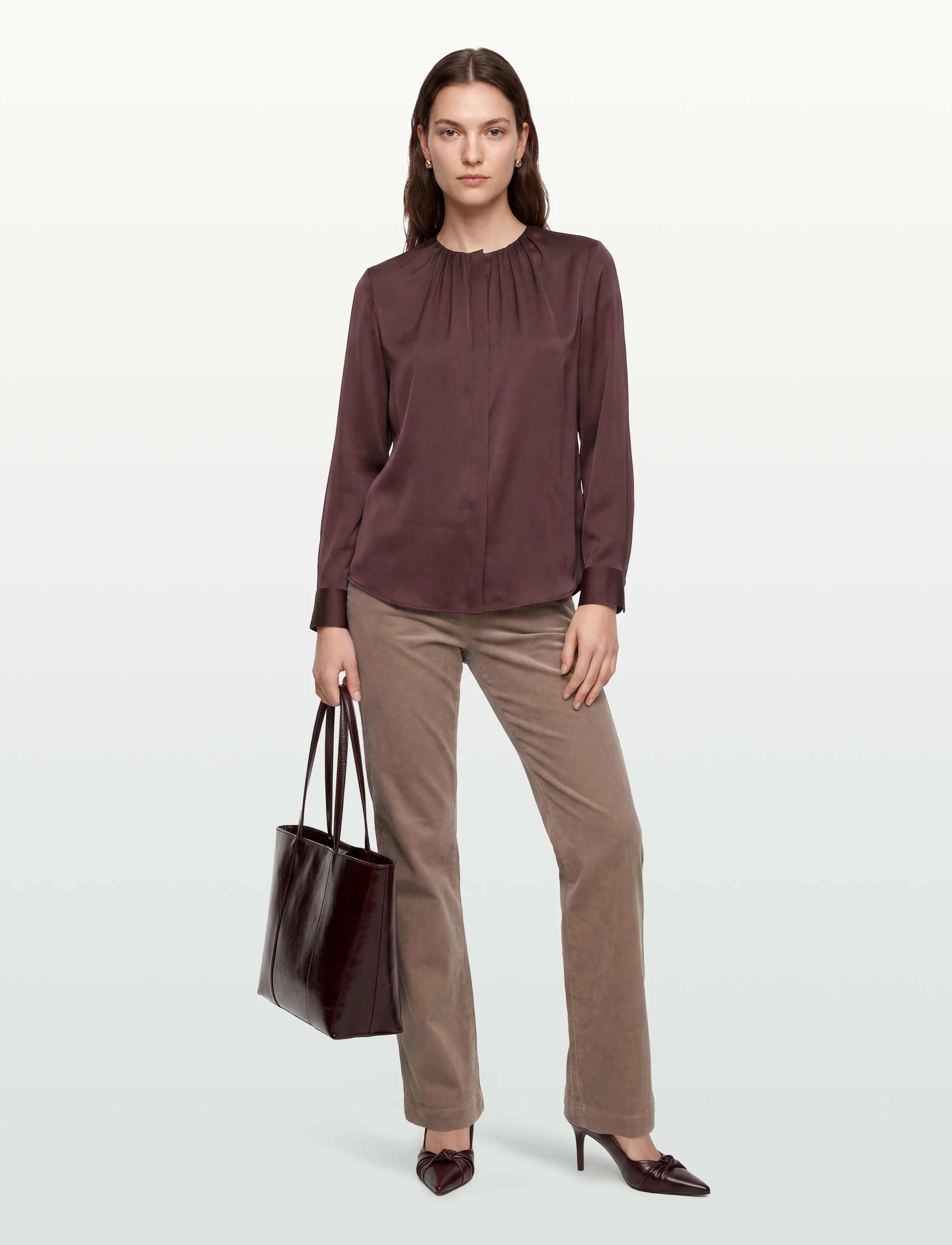 BOSS Banorah - Long sleeved blouses - DARK BROWN / brown