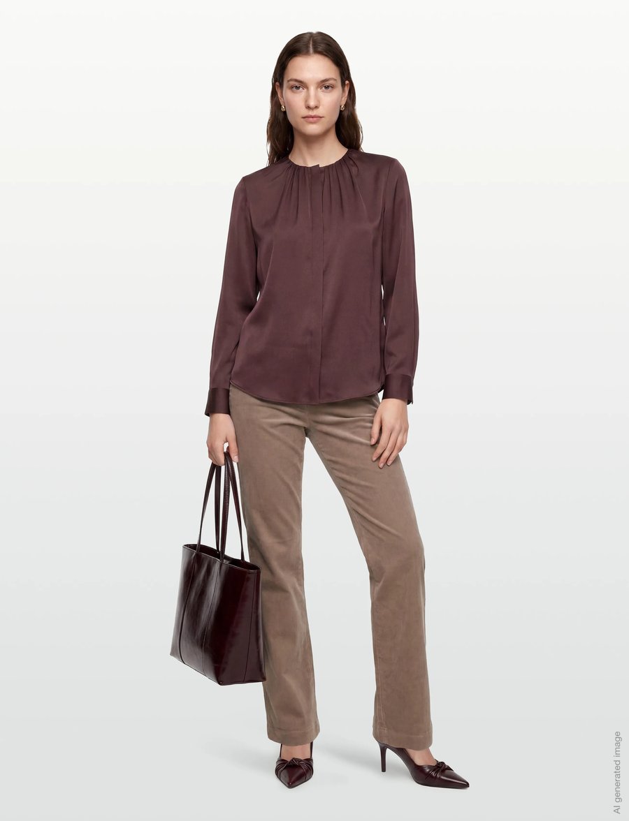BOSS - Banorah - long sleeved blouses - dark brown - 0