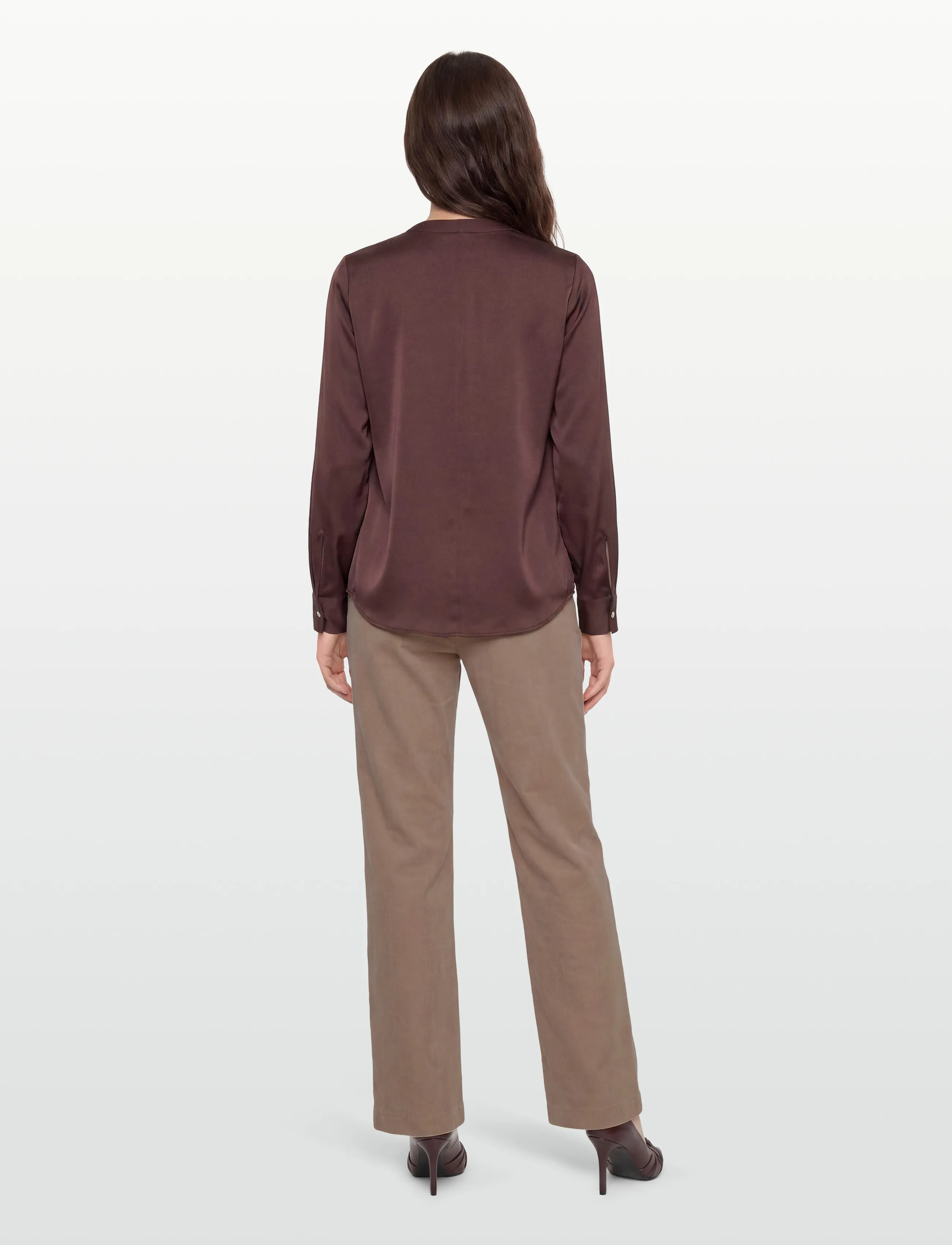 BOSS - Banorah - long sleeved blouses - dark brown - 4