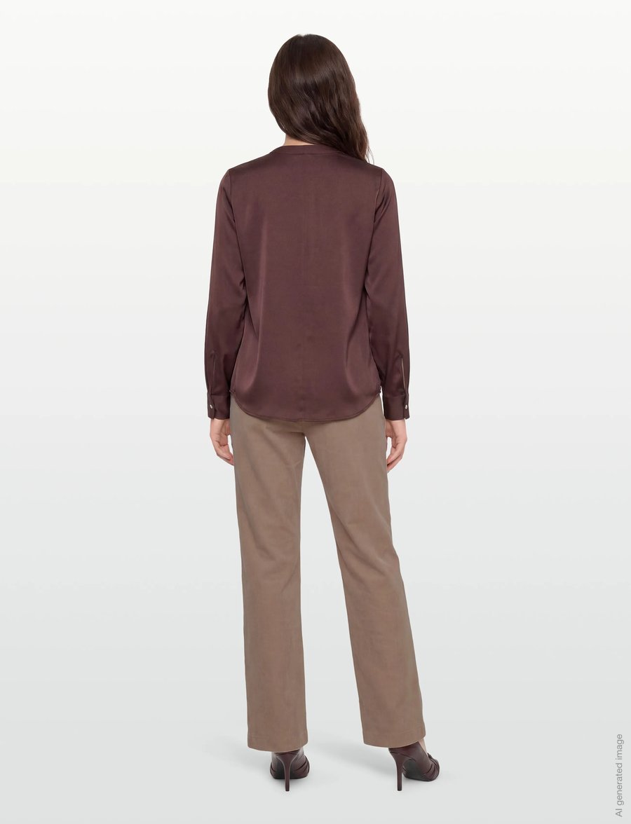 BOSS - Banorah - long sleeved blouses - dark brown - 4