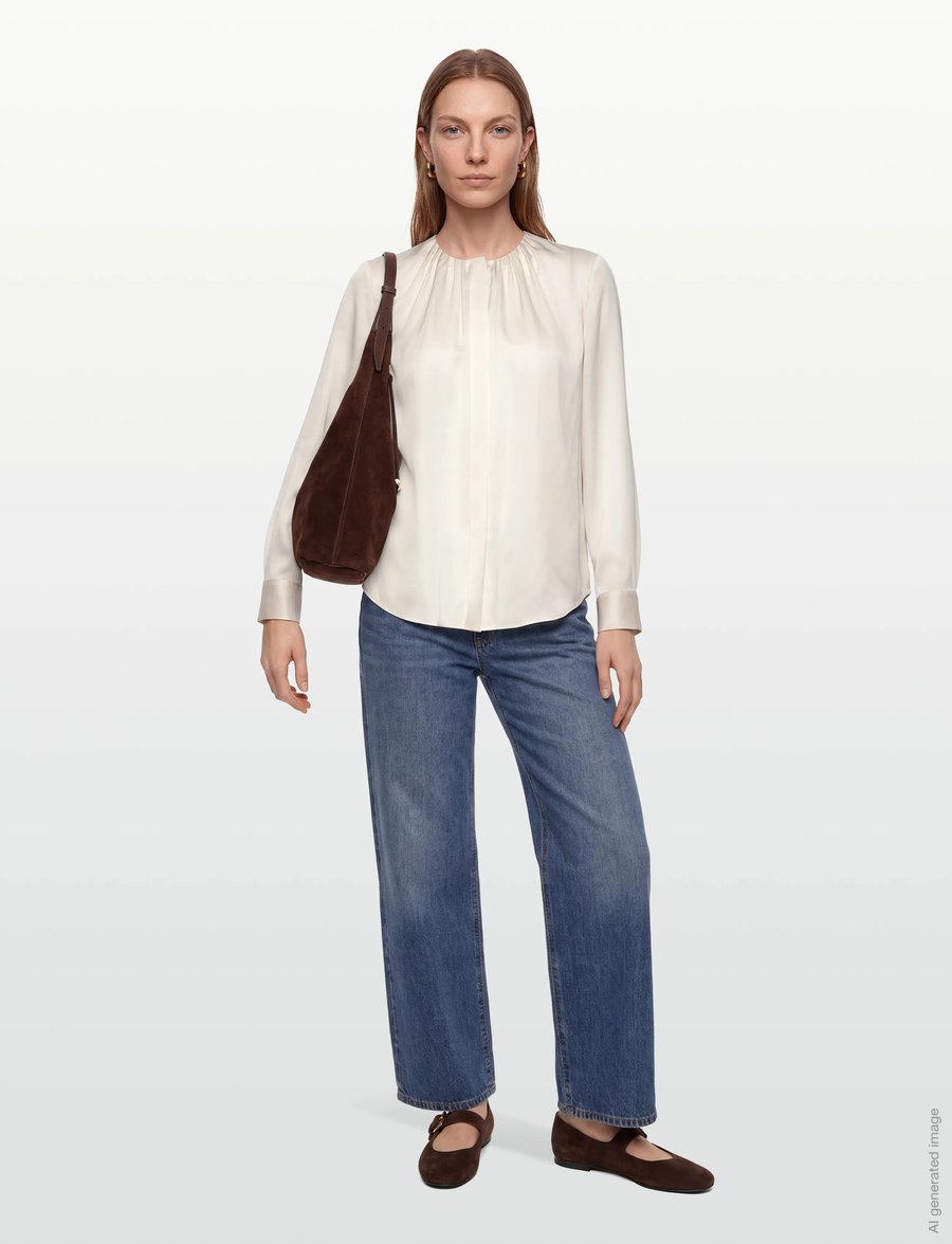 BOSS - Banorah - long sleeved blouses - open white - 0