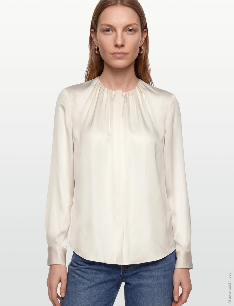 BOSS - Banorah - long sleeved blouses - open white - 3