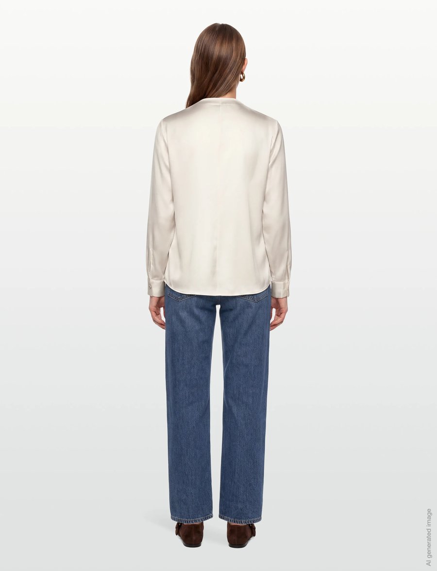 BOSS - Banorah - long sleeved blouses - open white - 4