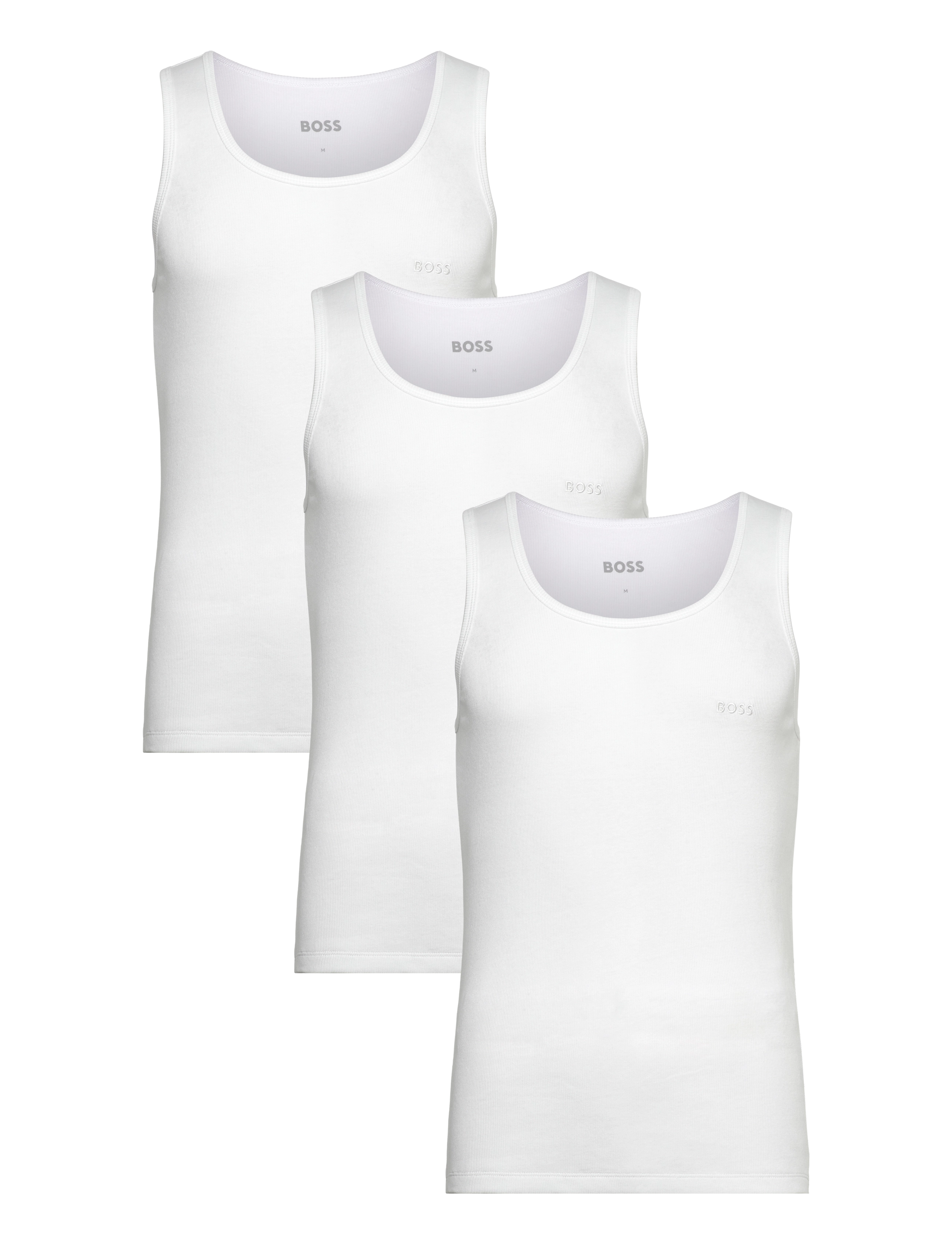 BOSS Tanktop3P Ribclassic, Mænd, Ribbet Tanktop 3-Pak, Hvid, Str: XL