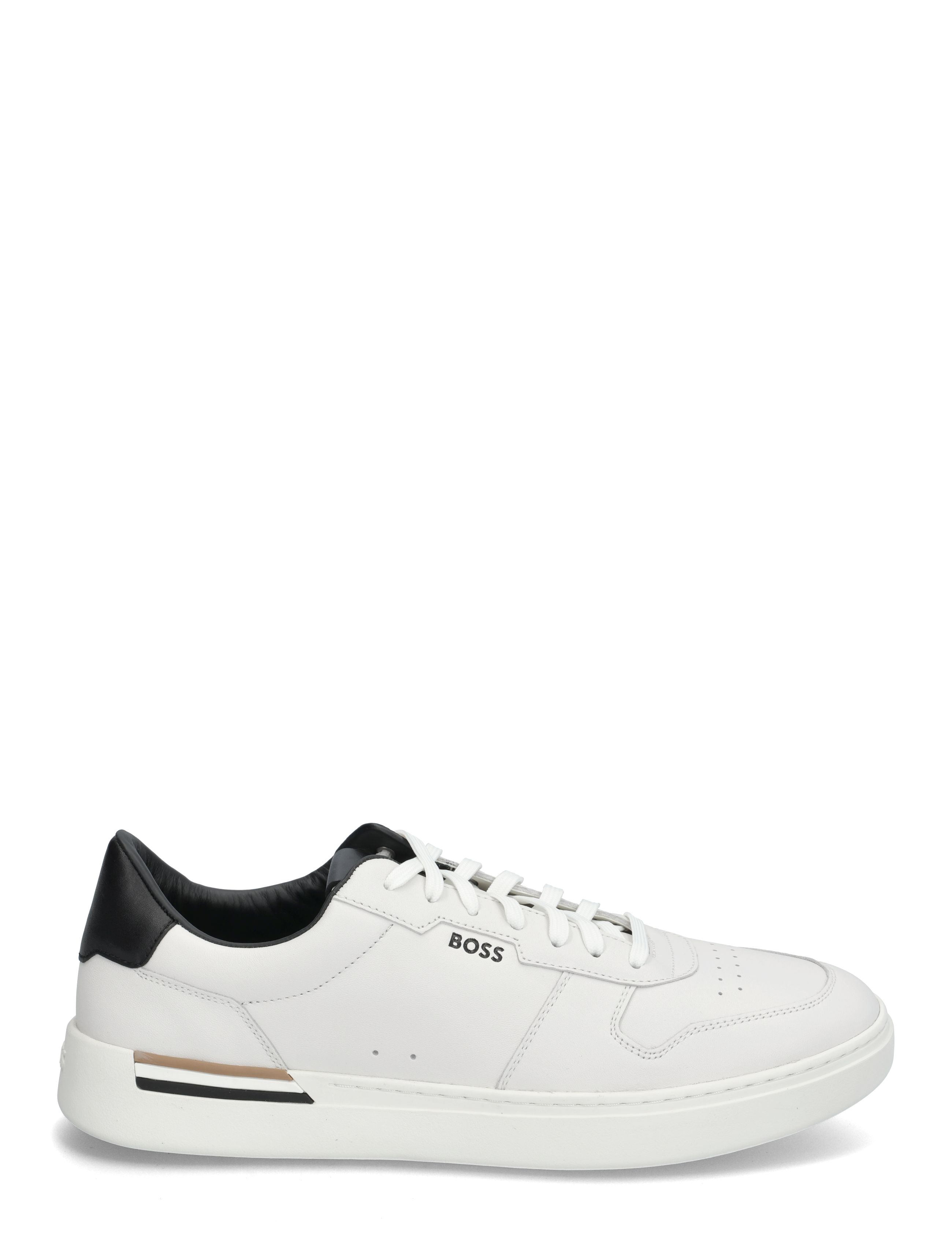 Leather trainers with contrast logos 7