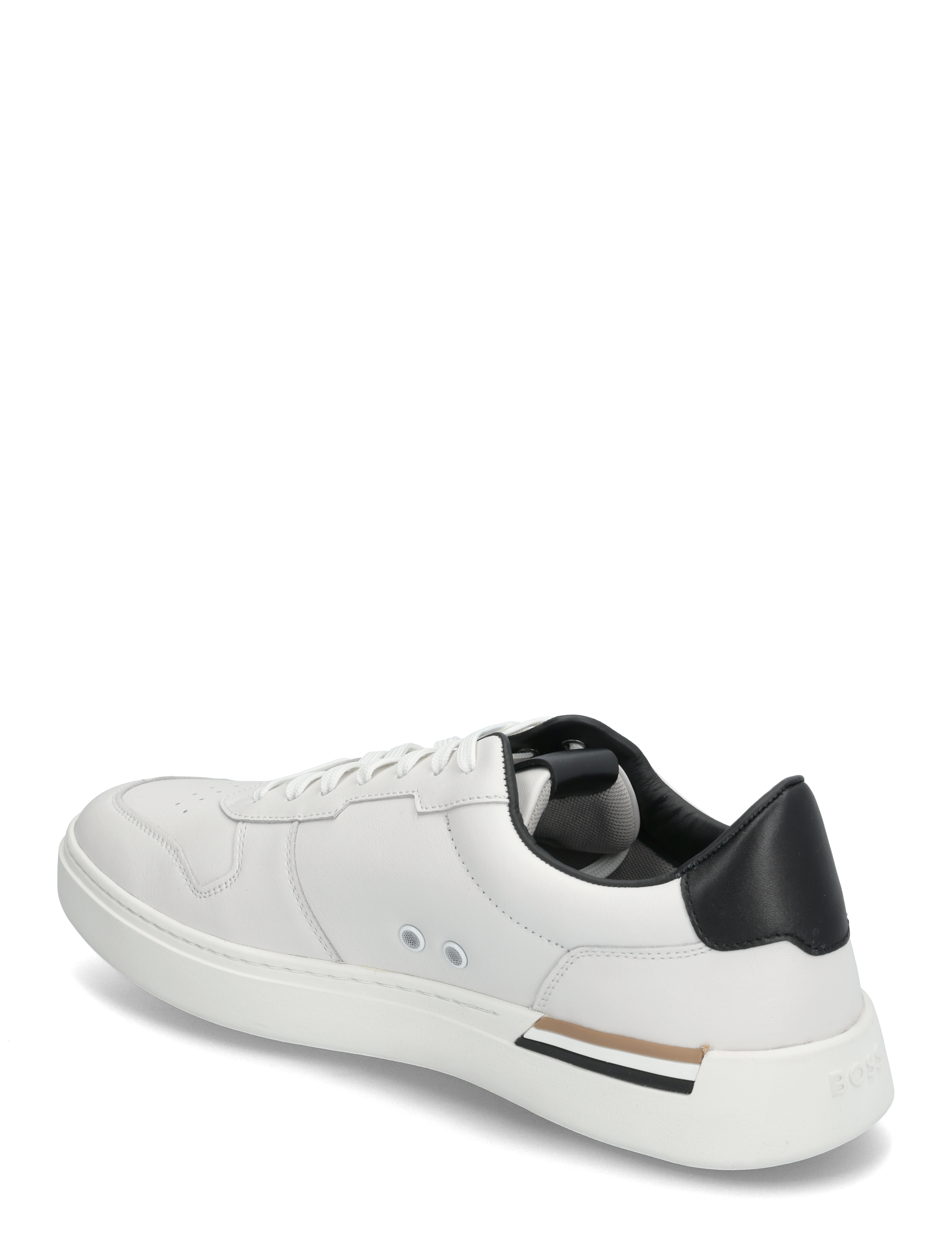 Leather trainers with contrast logos 8