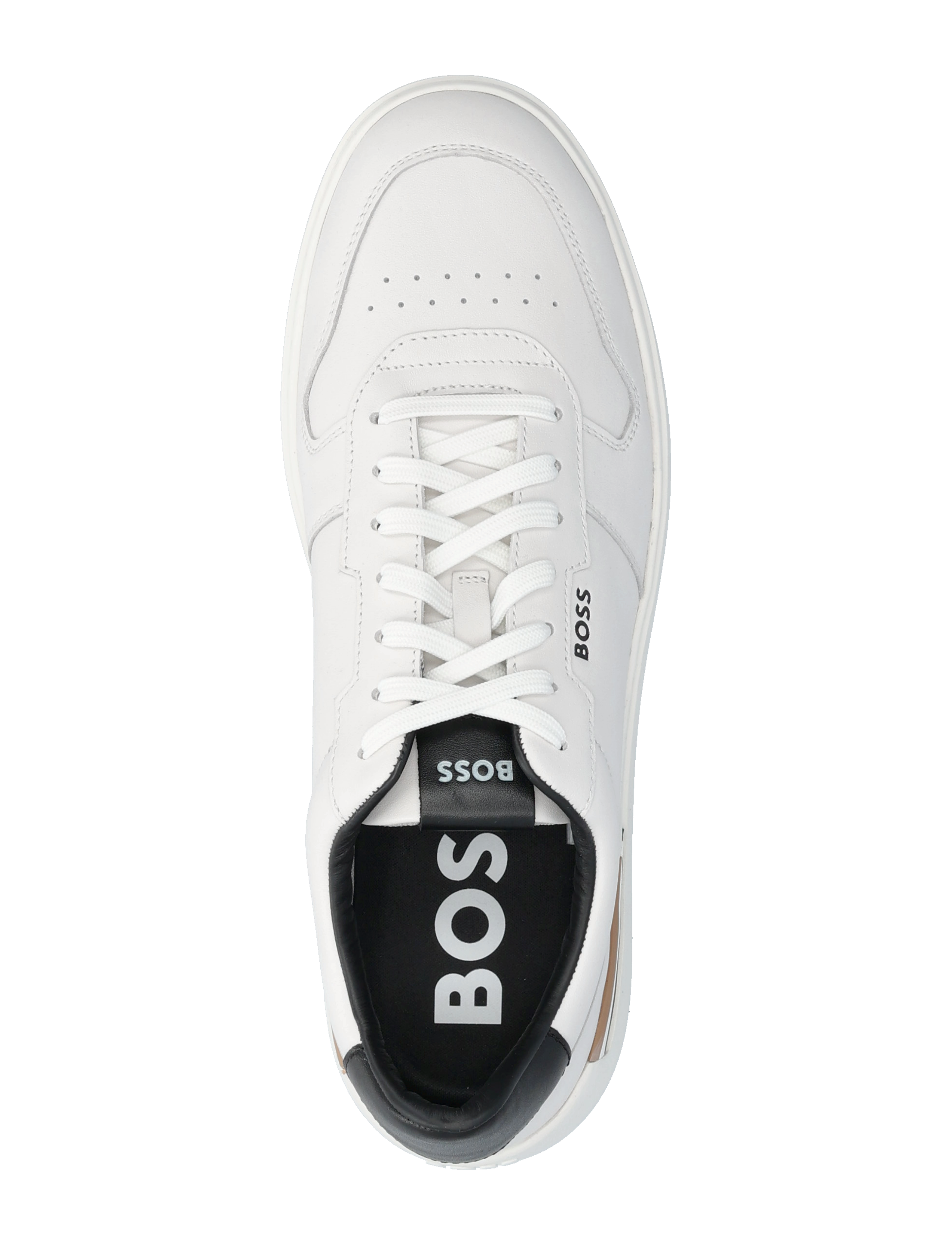 Leather trainers with contrast logos 9