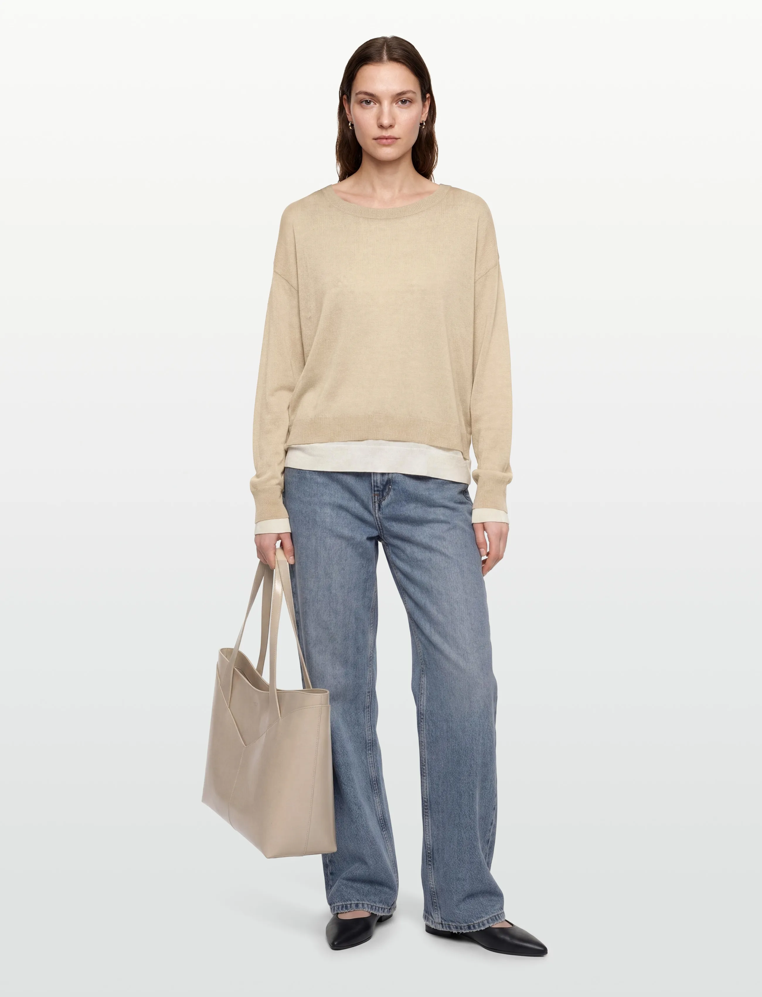 BOSS Femok, XS, Beige, Strik > Trøjer, Dame