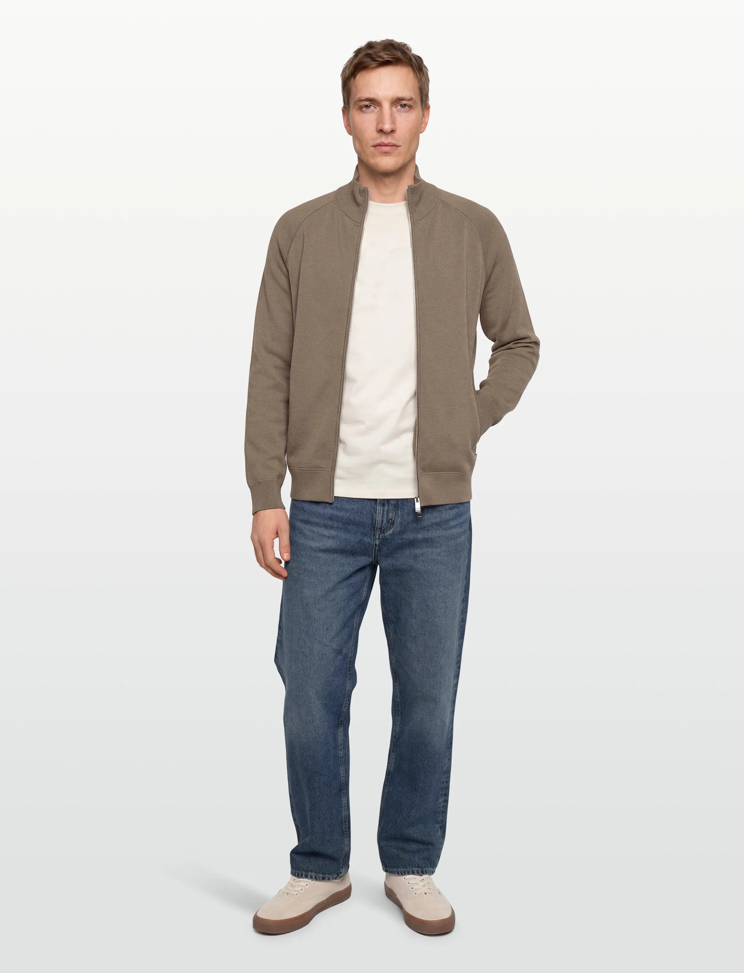 BOSS H-Idino - Pullover mit durchgehendem Reißverschluss - OPEN BROWN / brown
