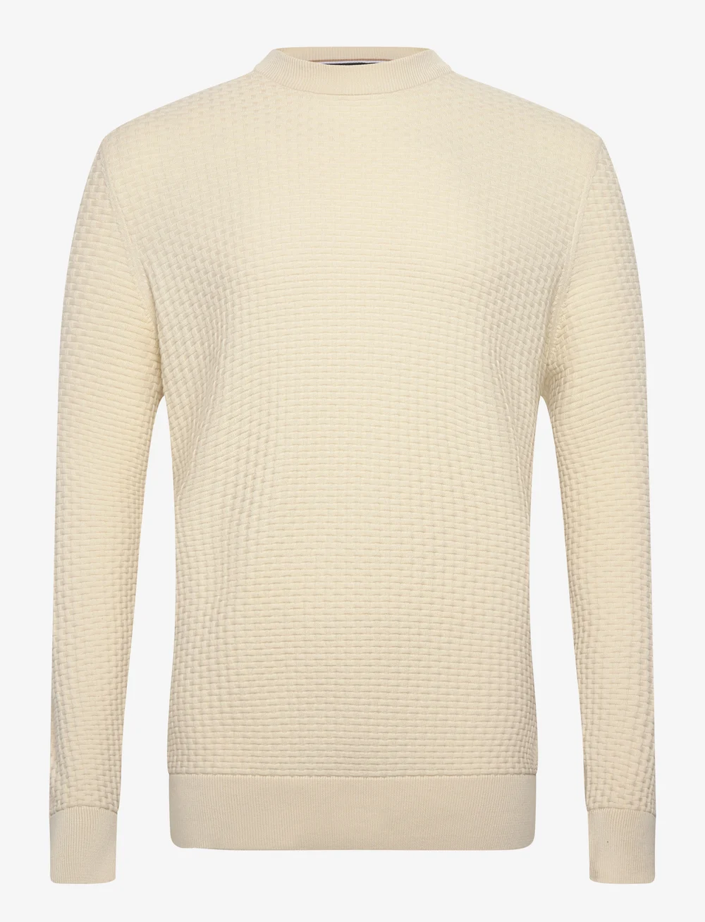 BOSS - H-Imberto - megztinis su apvalios formos apykakle - open white - 0