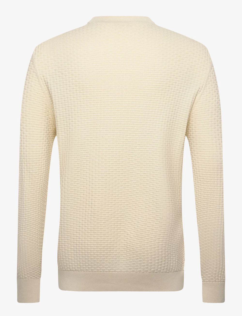 BOSS - H-Imberto - megztinis su apvalios formos apykakle - open white - 1