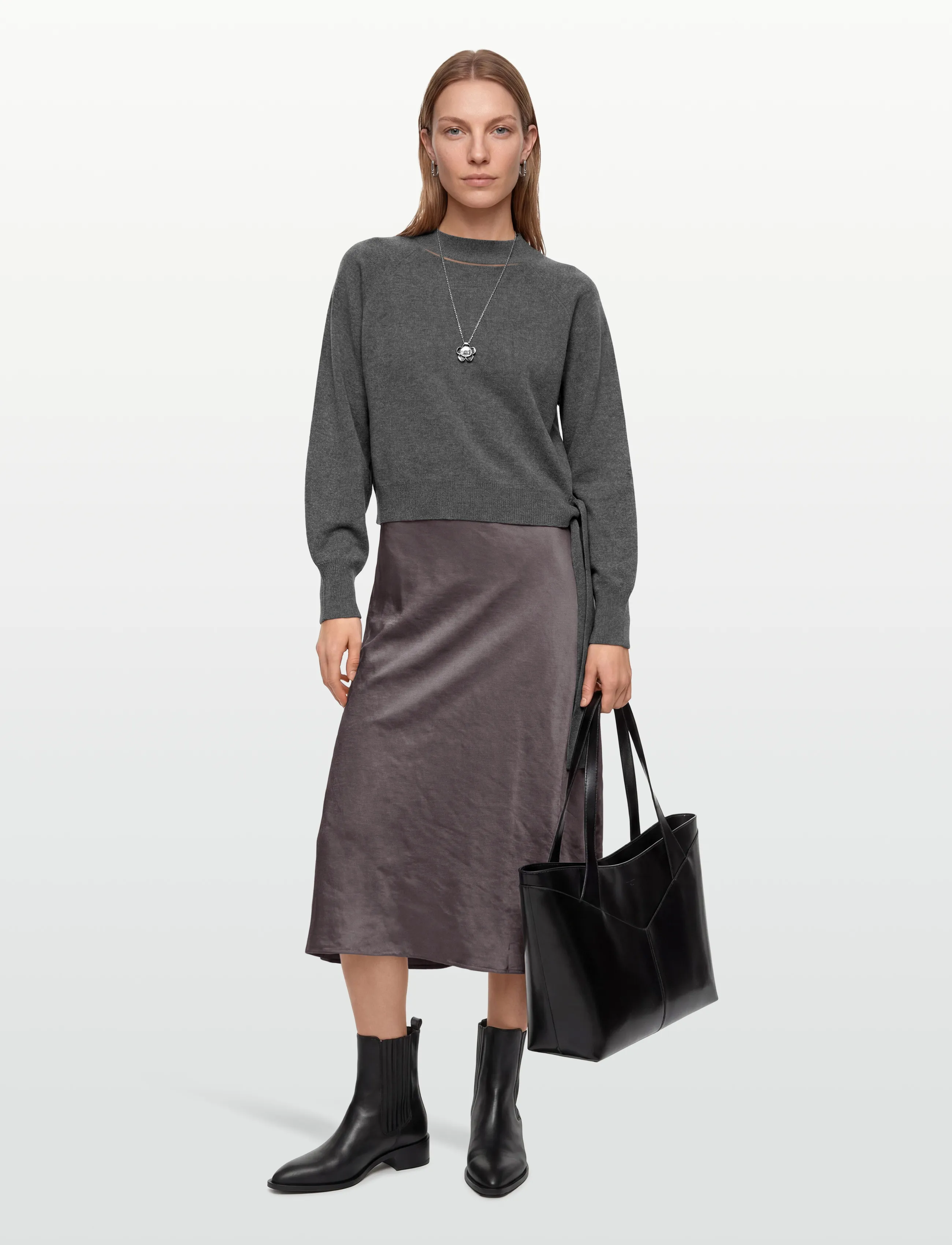 BOSS Flalina, M, Dresses, Grau - Knee-length & Midi, Frauen