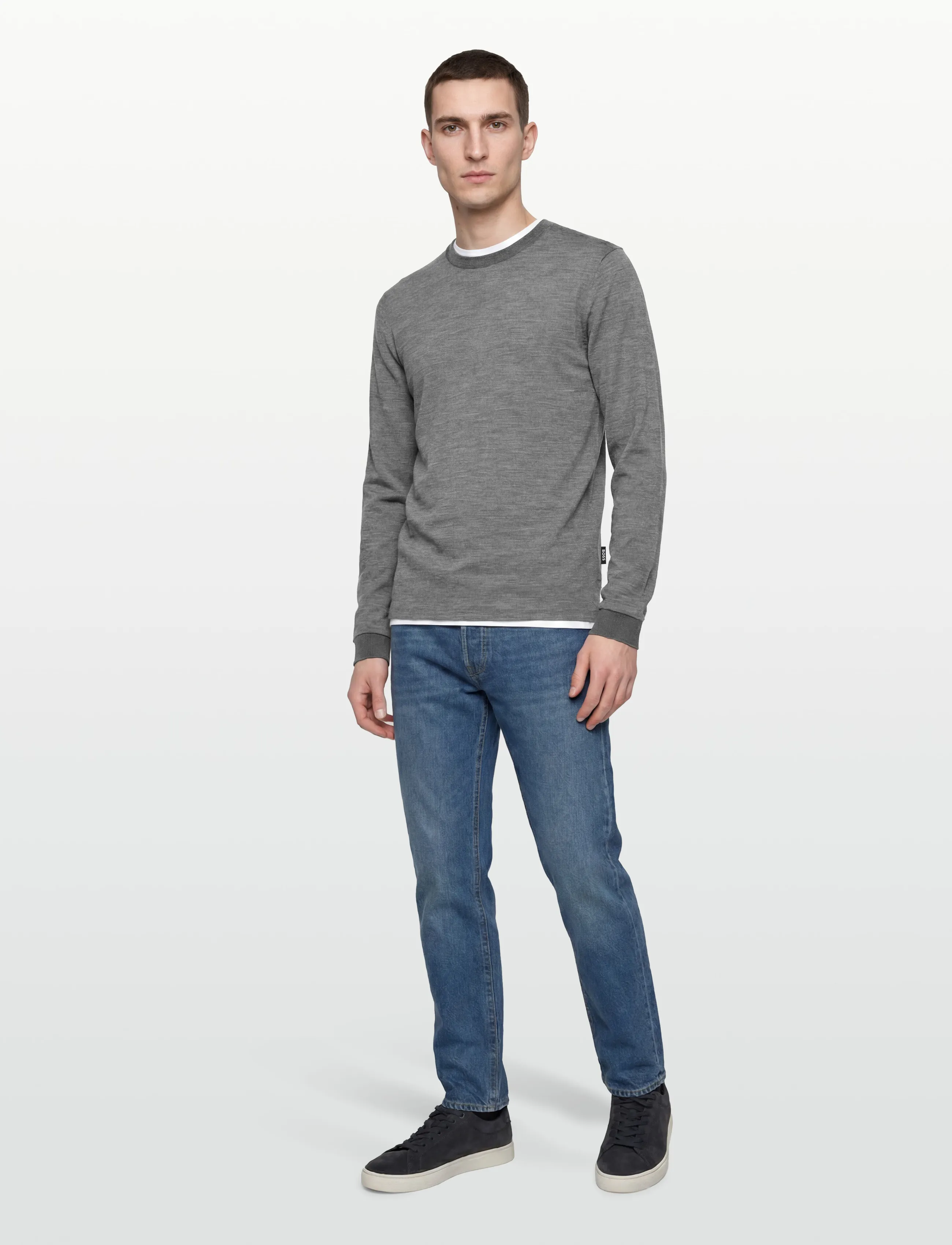 BOSS H-Talley 110 - Rundhals - MEDIUM GREY / grey
