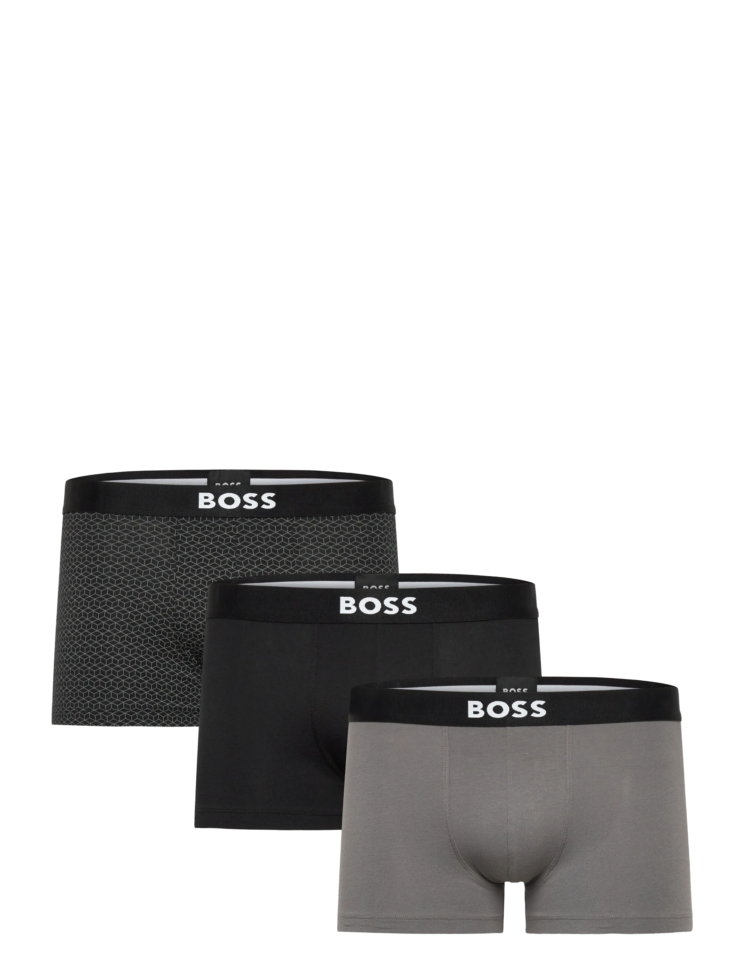 BOSS Trunk 3P BOSS ONE D - Undertøj - OPEN GREY / black