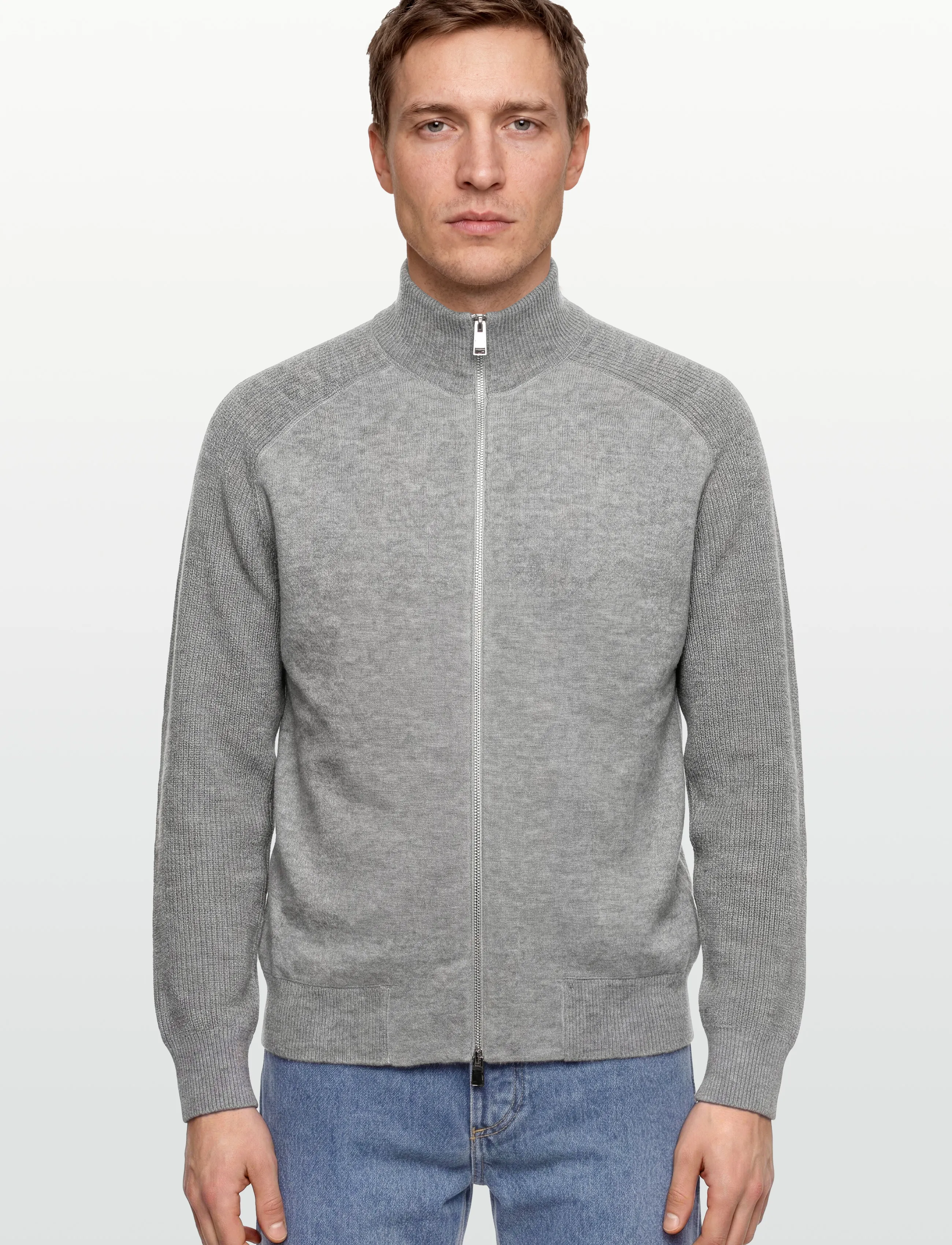 BOSS - H-Hibisco - pullover mit durchgehendem reißverschluss - silver - 3