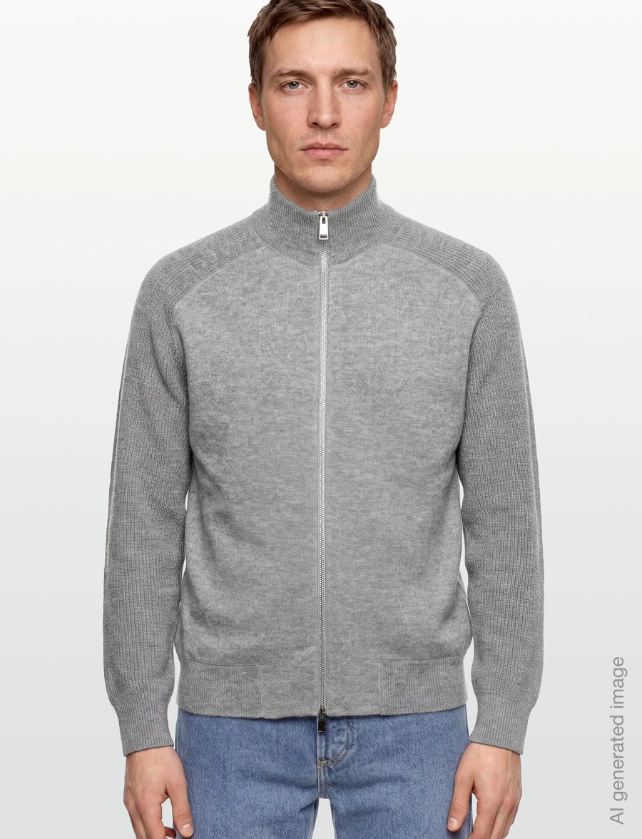 BOSS - H-Hibisco - pullover mit durchgehendem reißverschluss - silver - 3