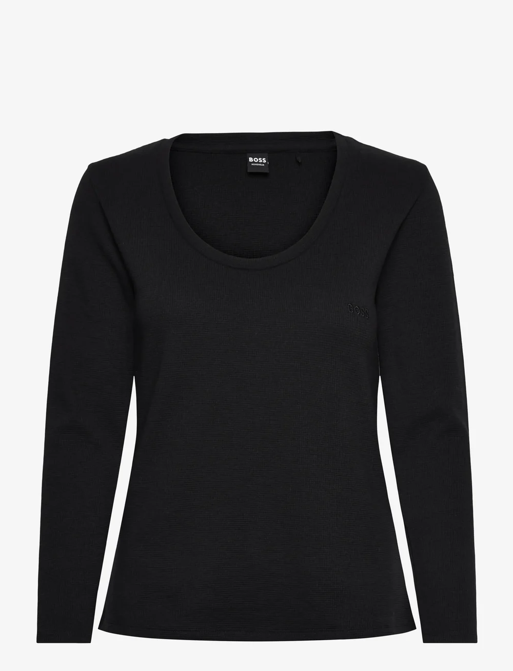 BOSS - Waffle_LS-Shirt CN - långärmade toppar - black - 0
